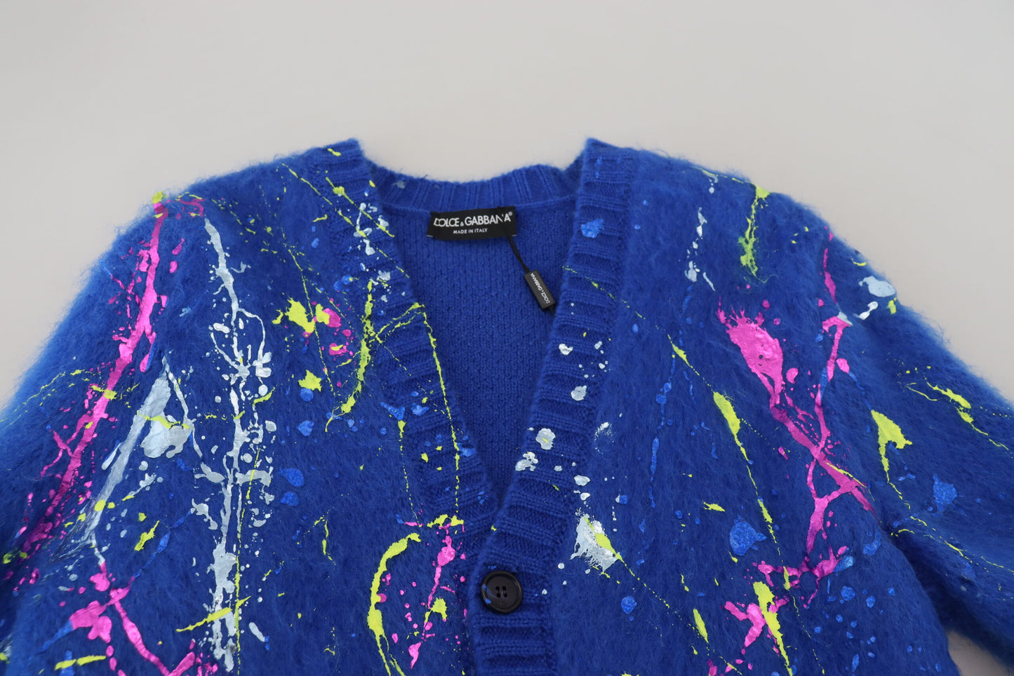 Blauer Color Splash Mohair Cardigan Pullover