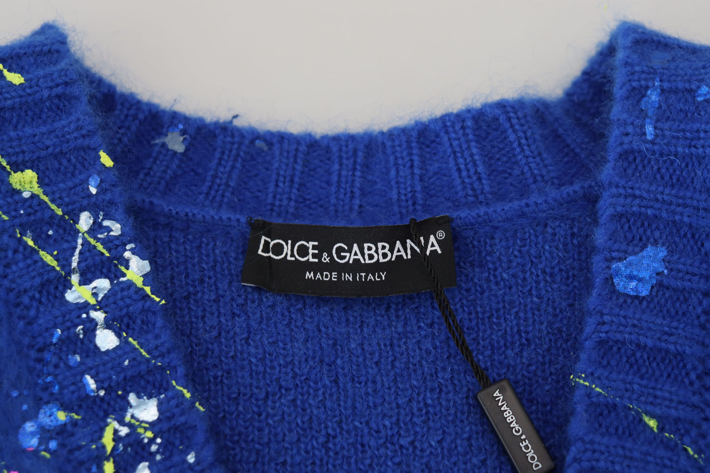 Blauer Color Splash Mohair Cardigan Pullover
