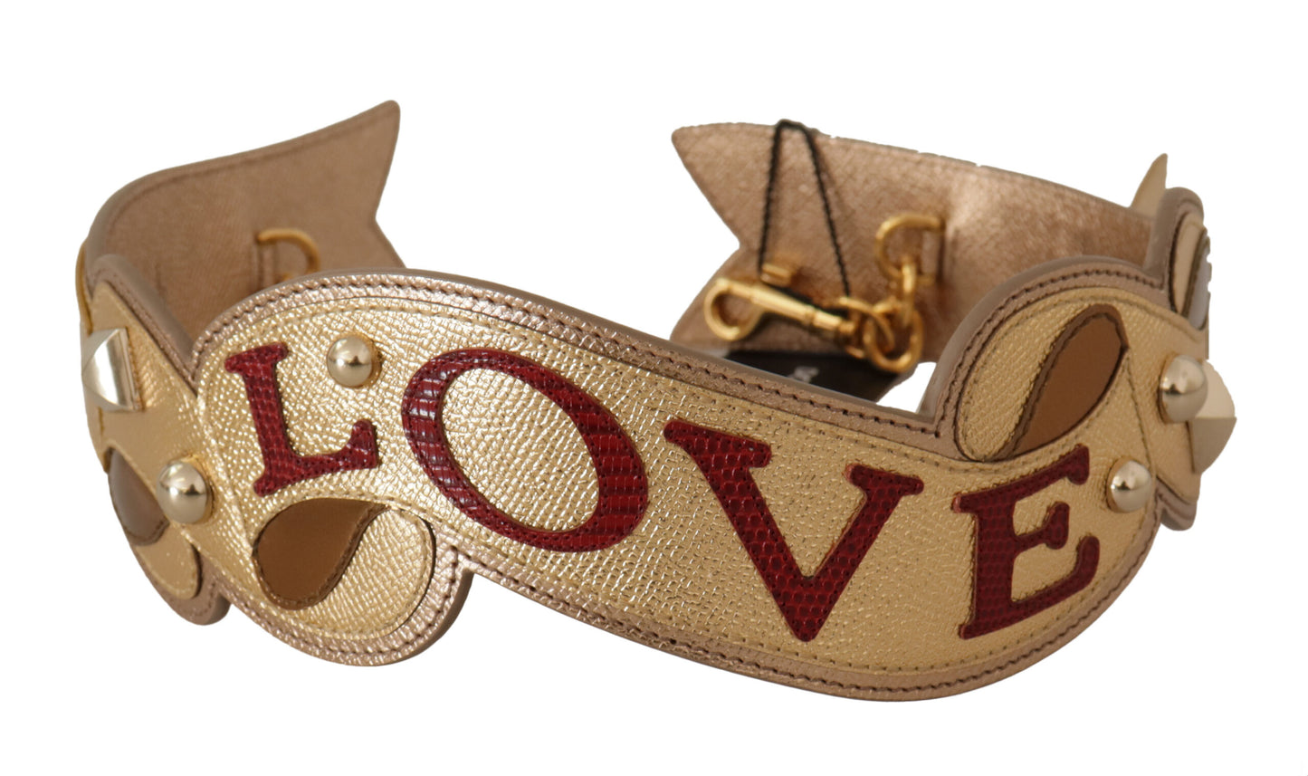 Gold Leder LOVE Patch Tasche Schulterriemen