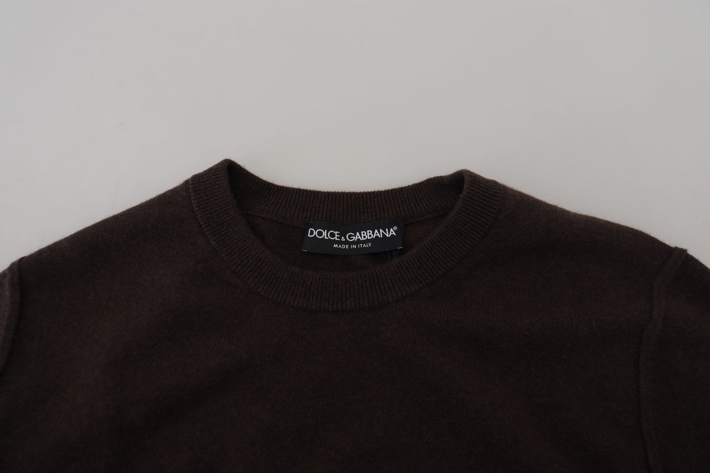 Brauner Kaschmir Pullover mit Rundhalsausschnitt