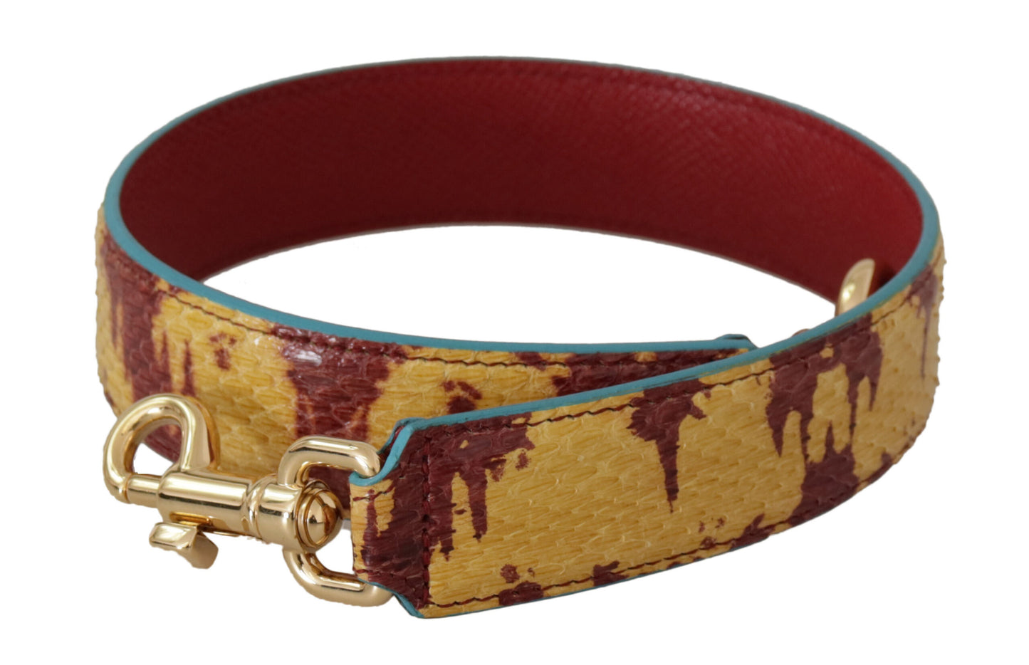 Gelbes Rotes Leder Goldfarbener Schulterriemen