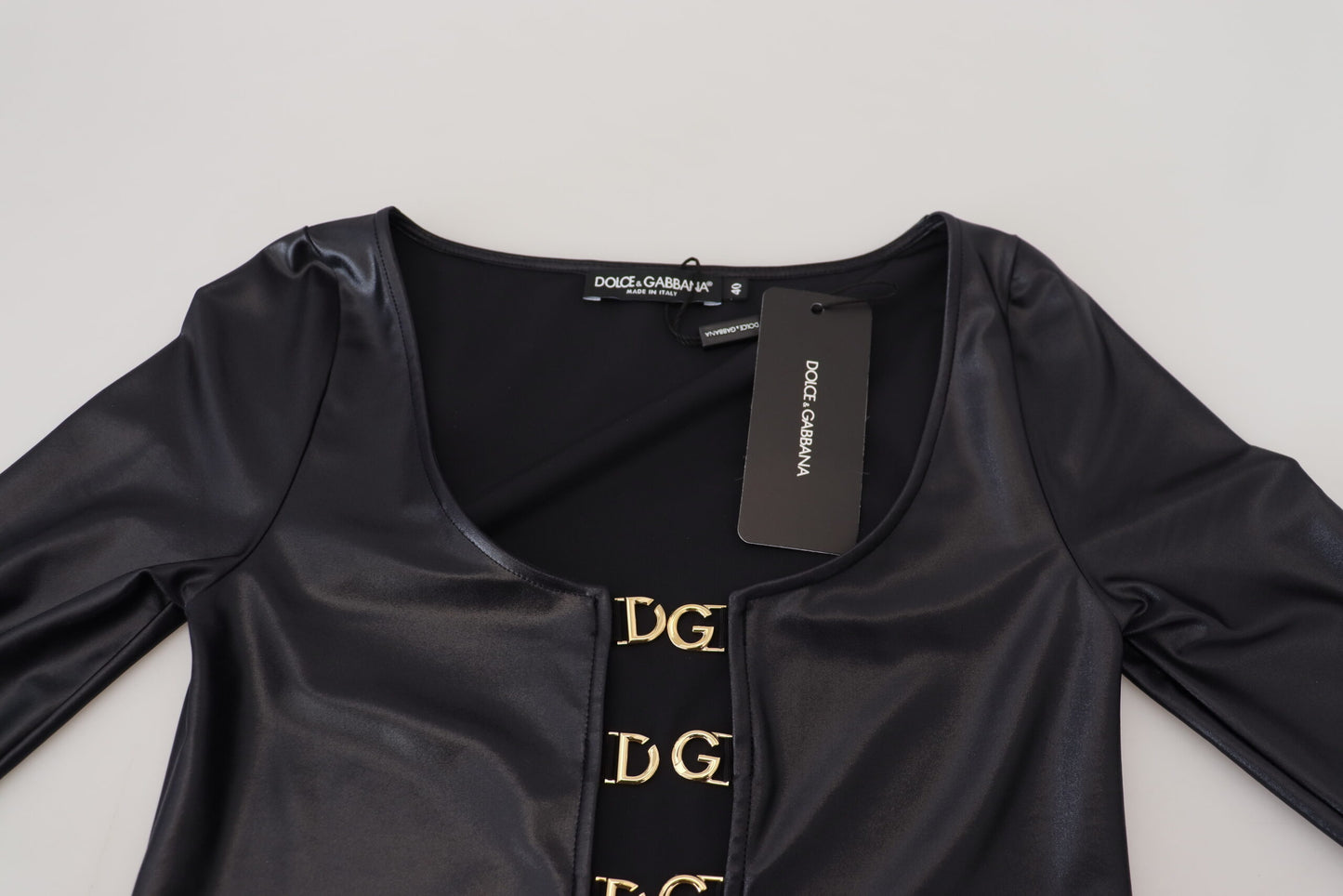 Schwarz Gold DG Schnalle Casual Bluse Top