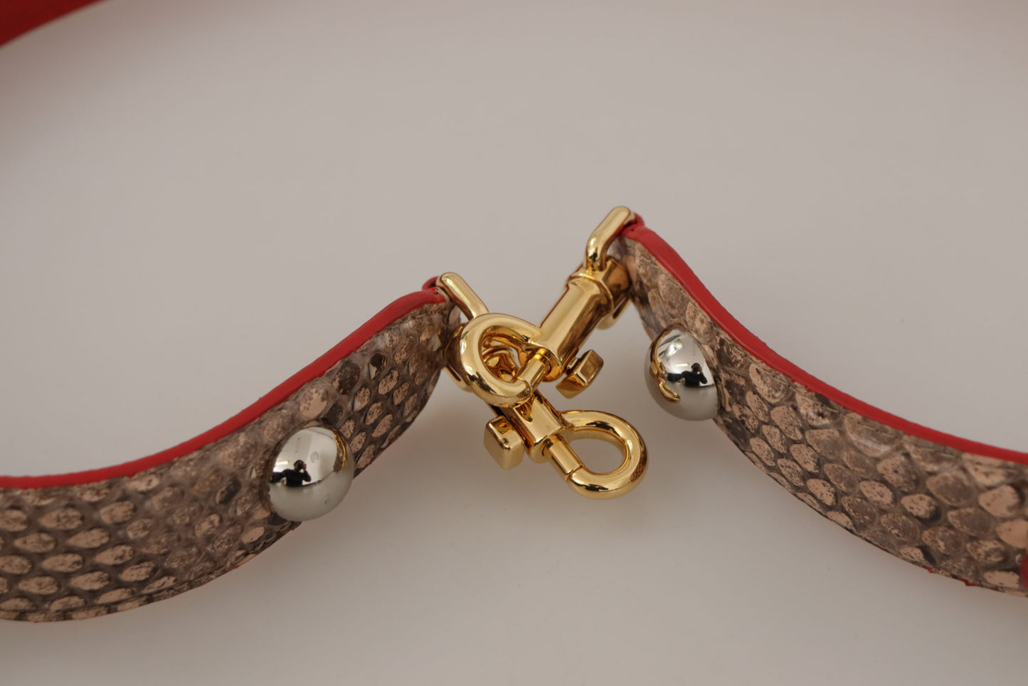 Brauner Pythonleder-Schulterriemen mit Kristallen
