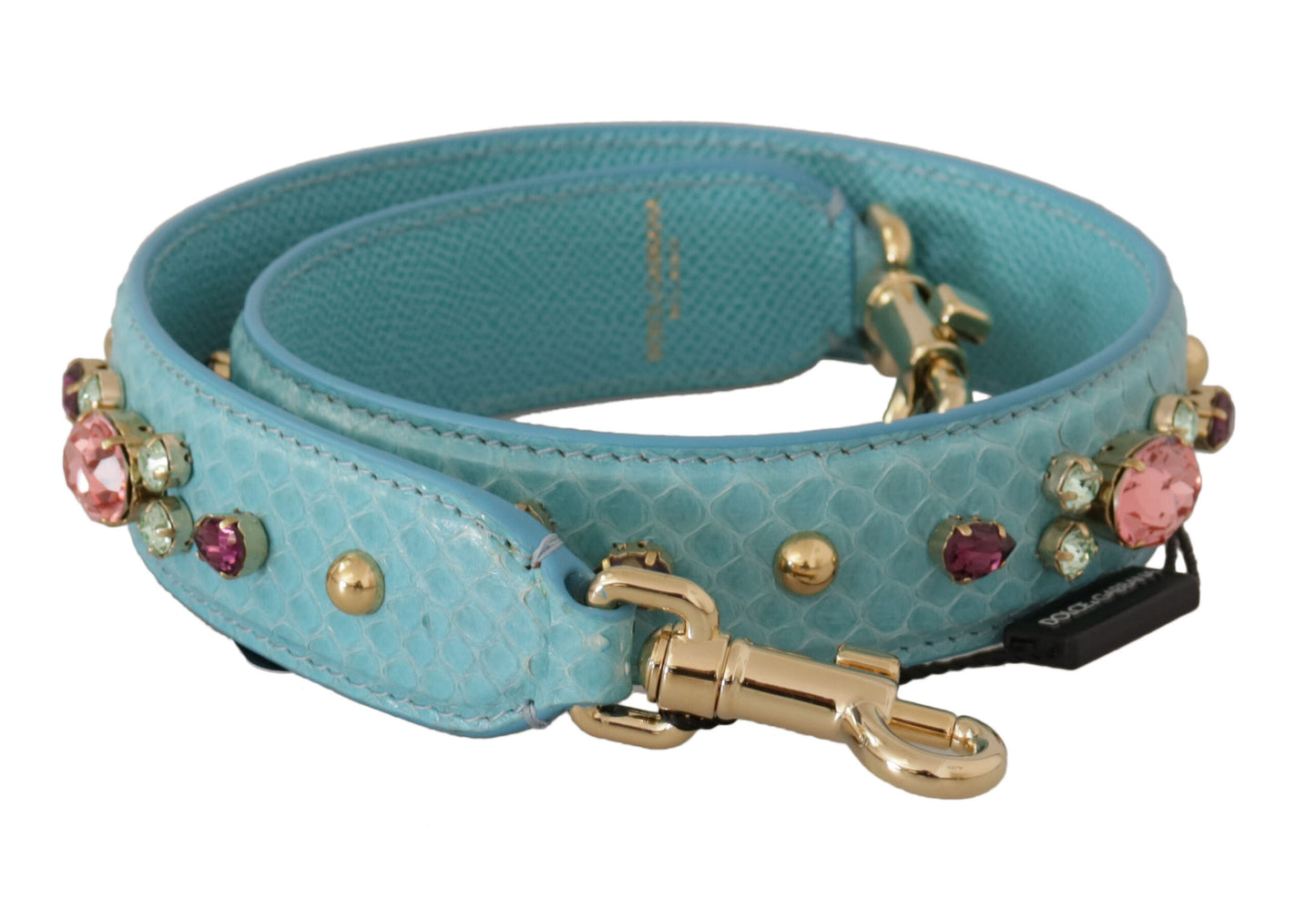Blaue Kristalle Ledertasche mit Schulterriemen