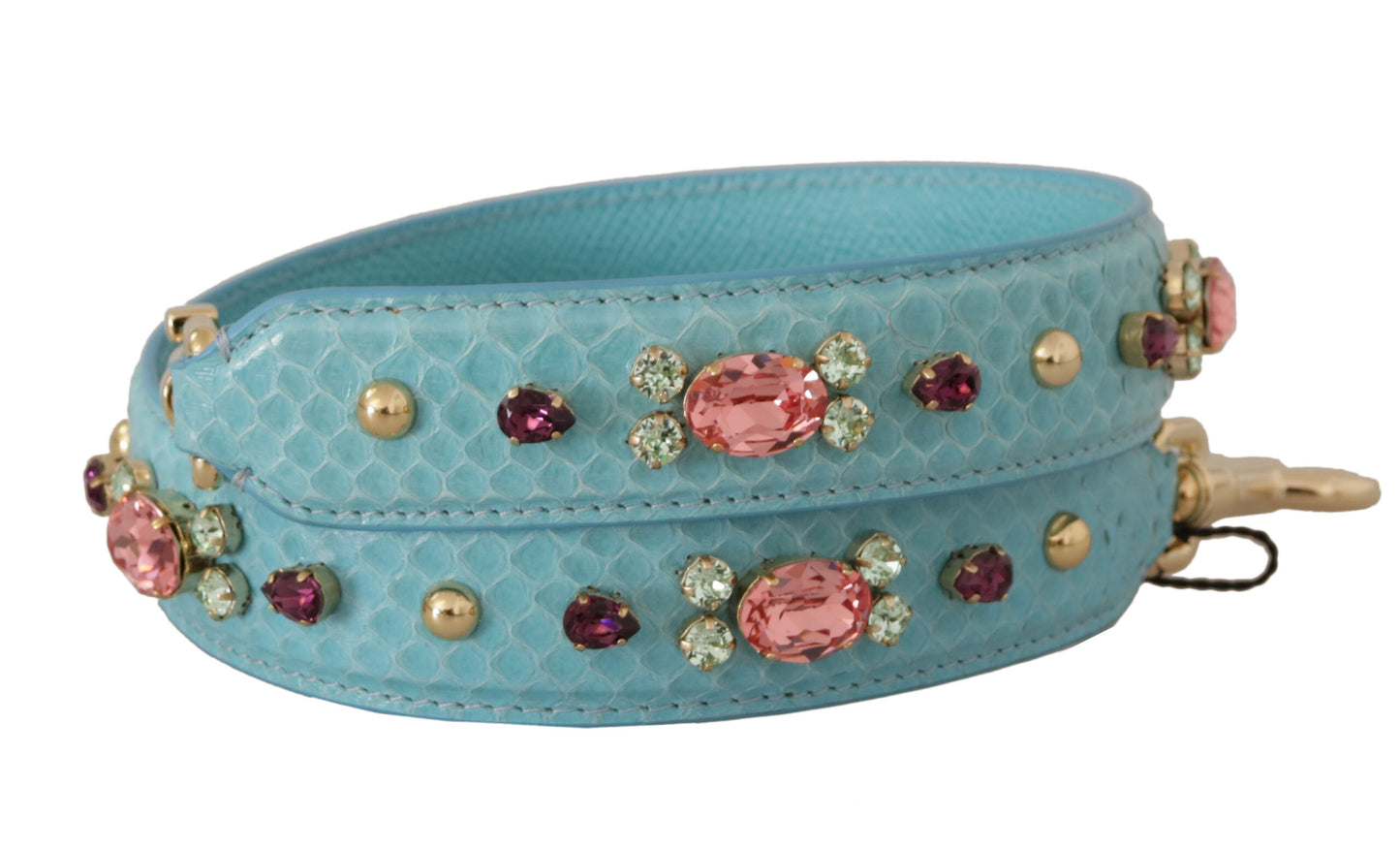 Blaue Kristalle Ledertasche mit Schulterriemen