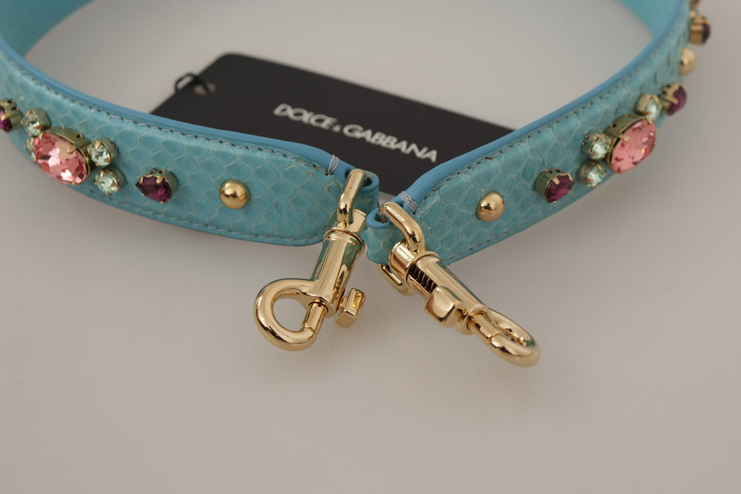 Blaue Kristalle Ledertasche mit Schulterriemen