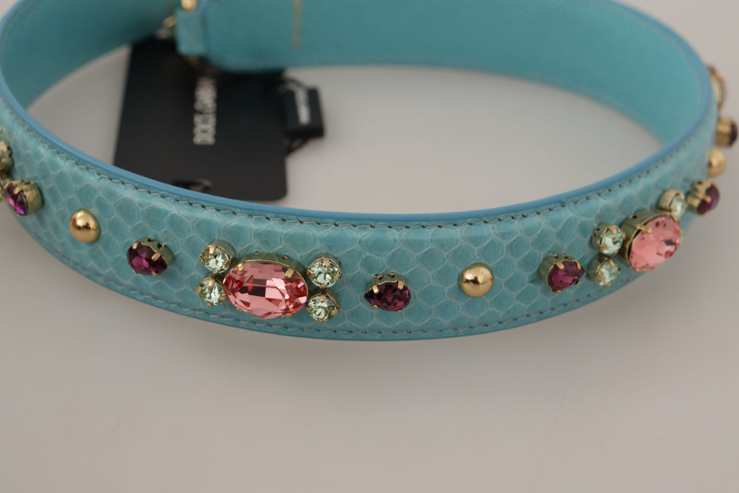 Blaue Kristalle Ledertasche mit Schulterriemen