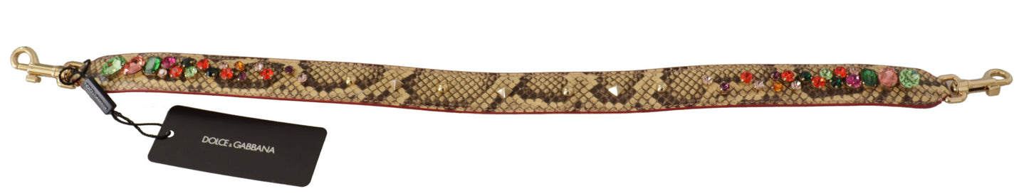 Beige Exotic Leather Crystals Schulterriemen