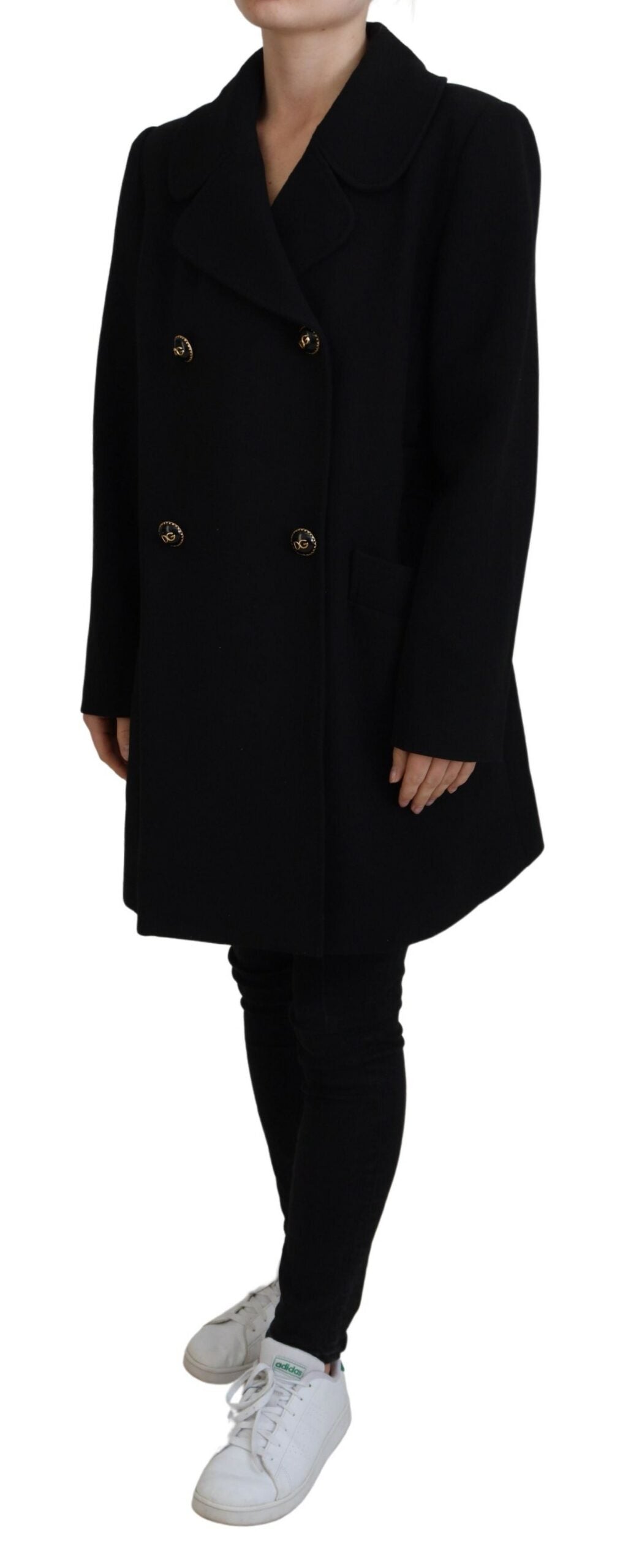 Schwarze Polyester-Blazerjacke mit zwei Brüsten