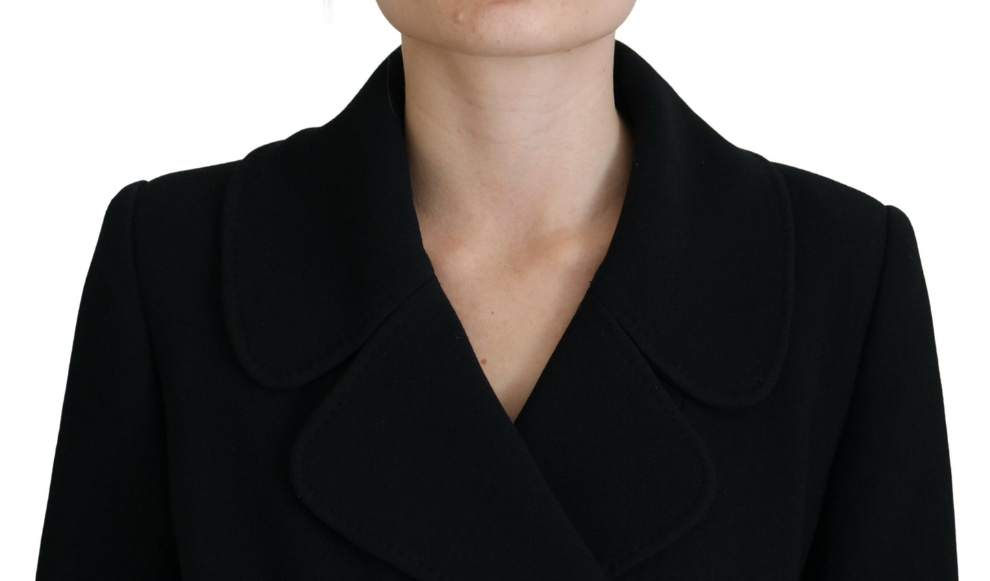Schwarze Polyester-Blazerjacke mit zwei Brüsten