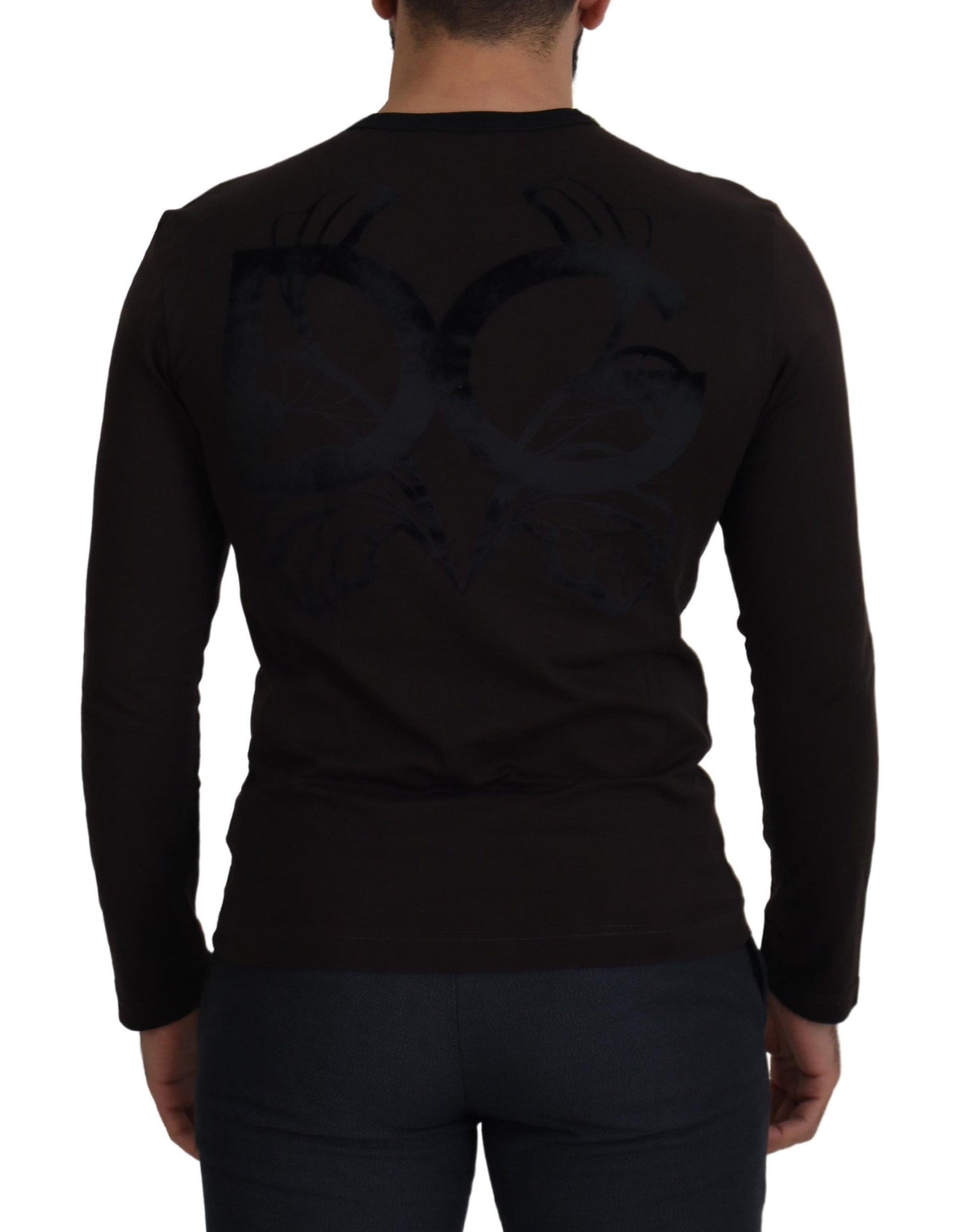Brauner Pullover mit schmalem Rundhalsausschnitt aus Baumwolle