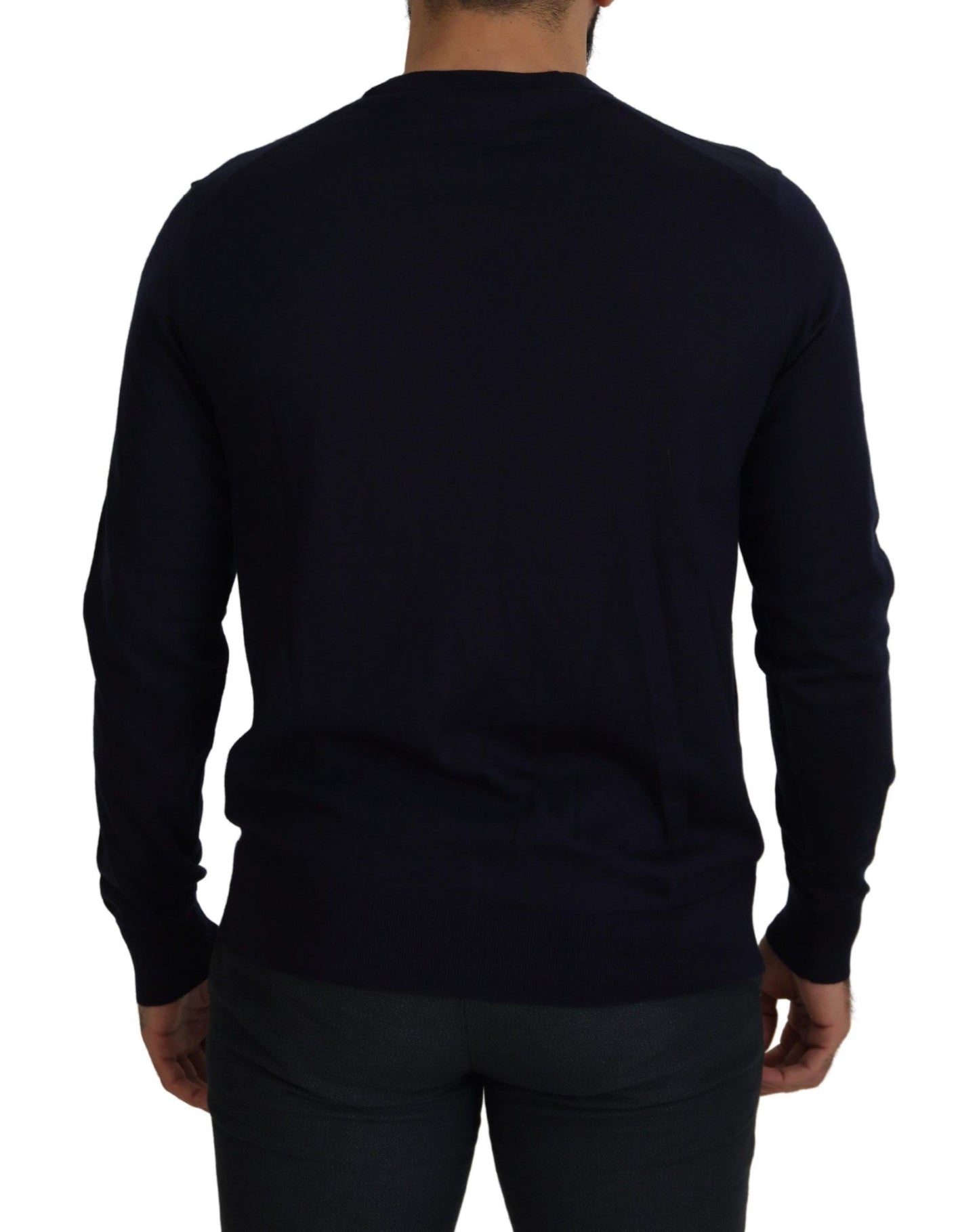 Dunkelblauer Kaschmir-Knopf-Strickpullover