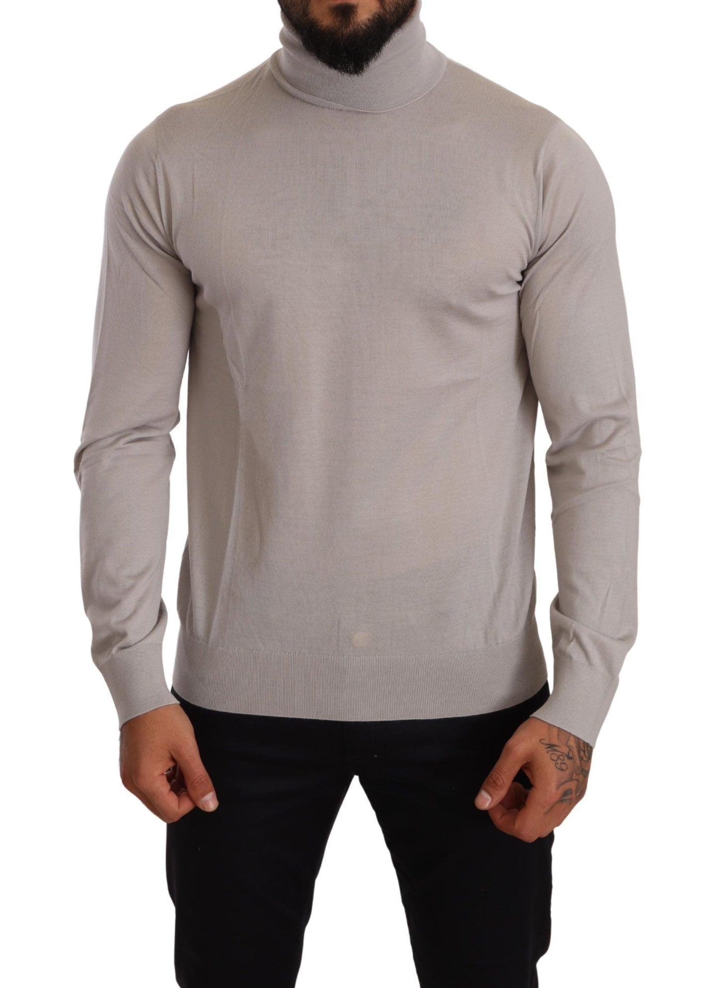 Grauer Kaschmir-Rollkragenpullover