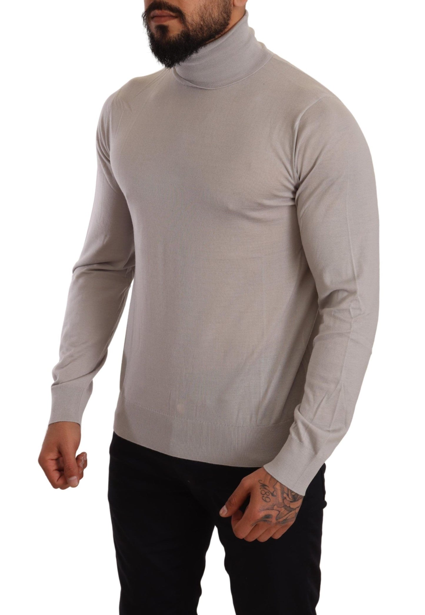 Grauer Kaschmir-Rollkragenpullover