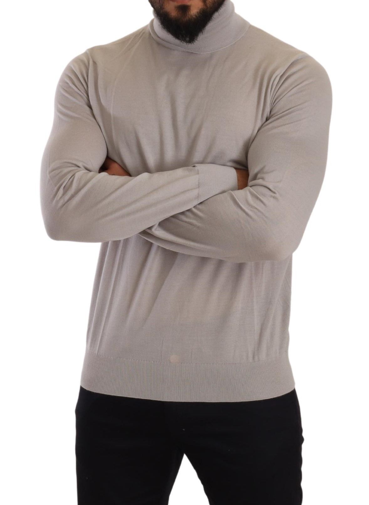 Grauer Kaschmir-Rollkragenpullover