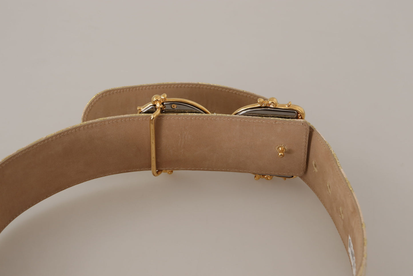 Rosa breiter Jacquard-Gürtel mit DG-Logo und goldener Logo-Schnalle
