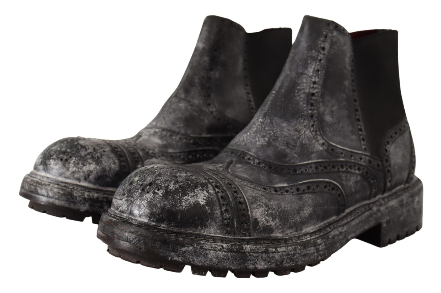 Graue Lederstiefel für Herren