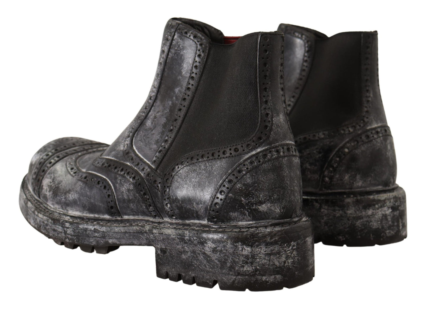 Graue Lederstiefel für Herren