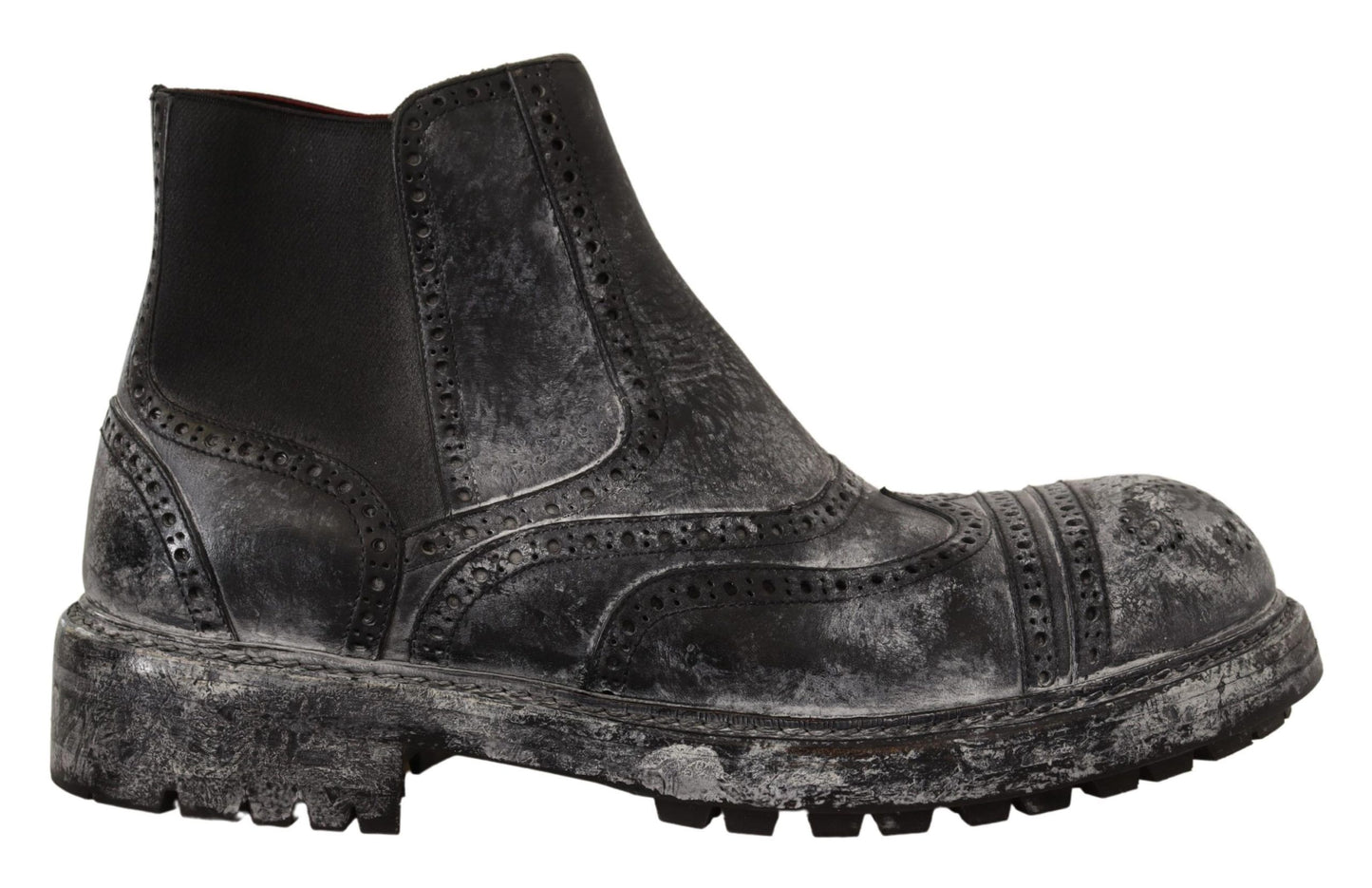 Graue Lederstiefel für Herren