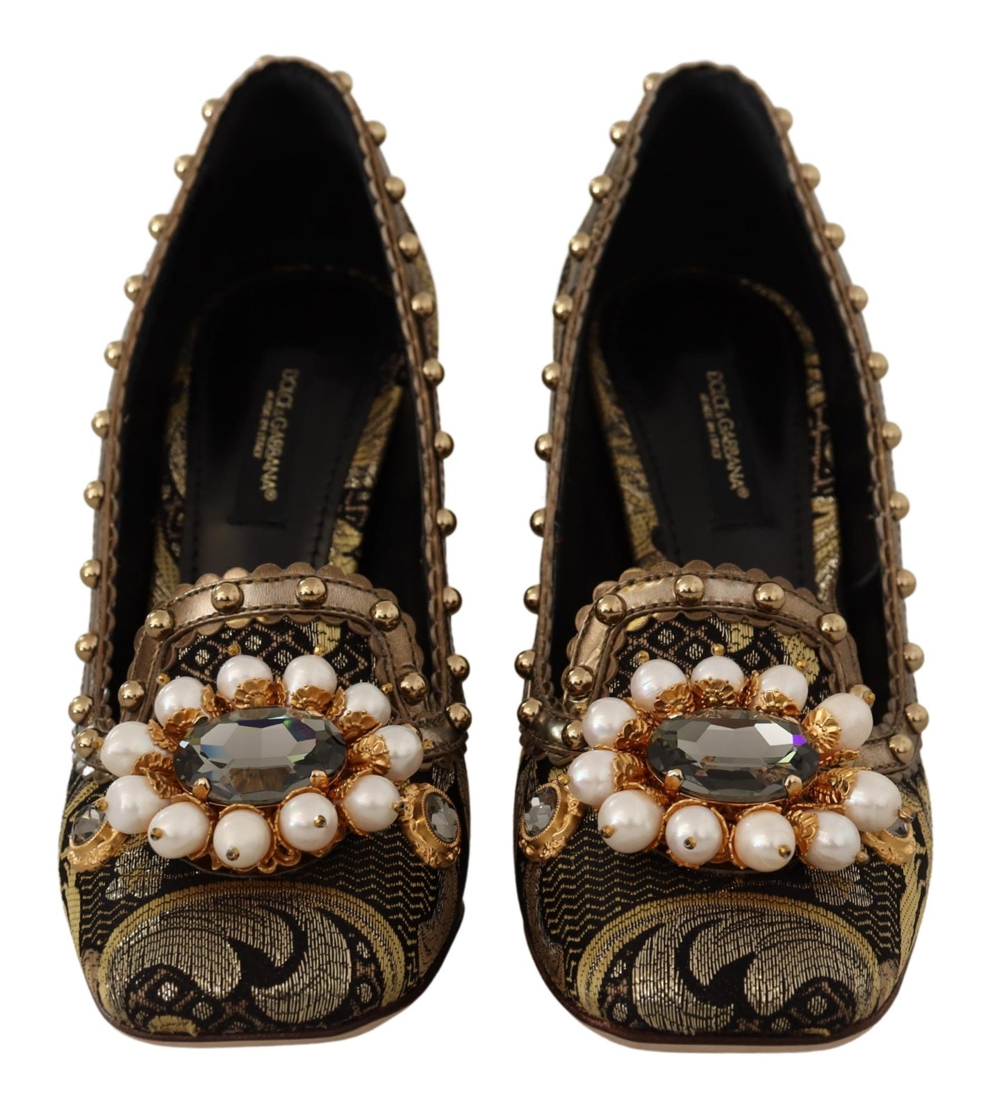 Gold Kristall Quadratische Zehe Brokat Pumps Schuhe
