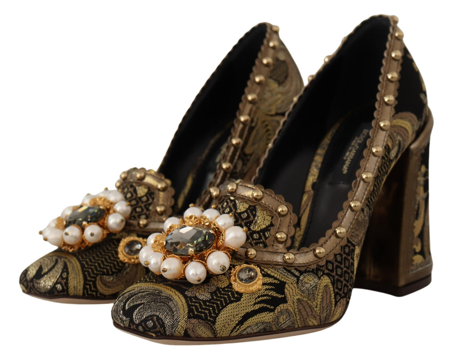 Gold Kristall Quadratische Zehe Brokat Pumps Schuhe