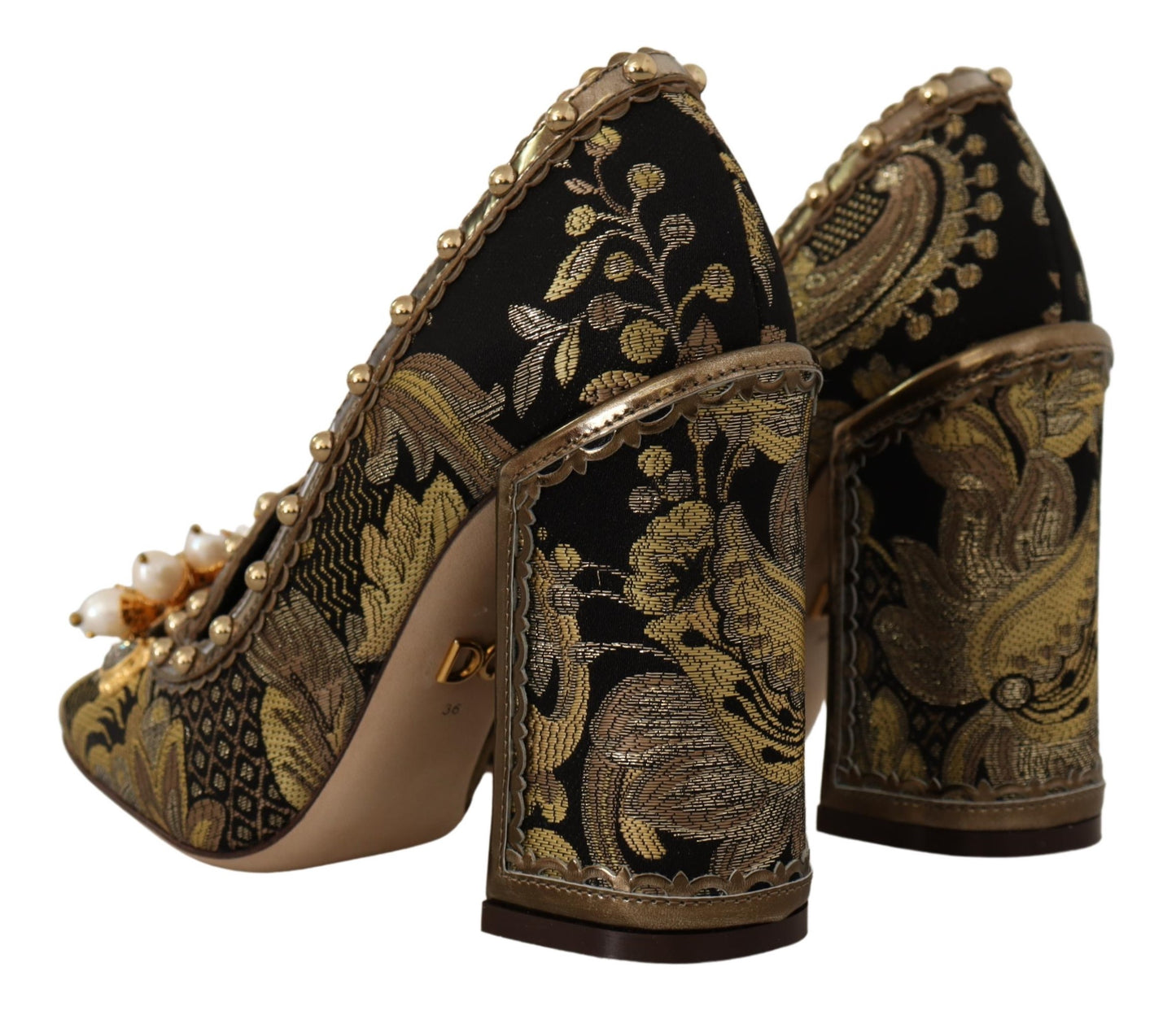 Gold Kristall Quadratische Zehe Brokat Pumps Schuhe