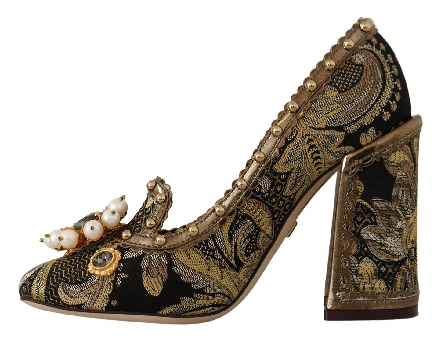 Gold Kristall Quadratische Zehe Brokat Pumps Schuhe