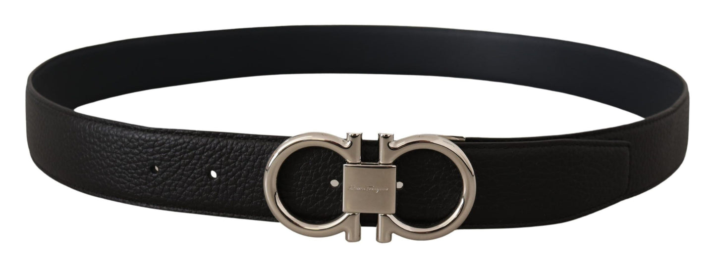 Schwarzer und blauer Kalbsledergürtel mit Wendefunktion