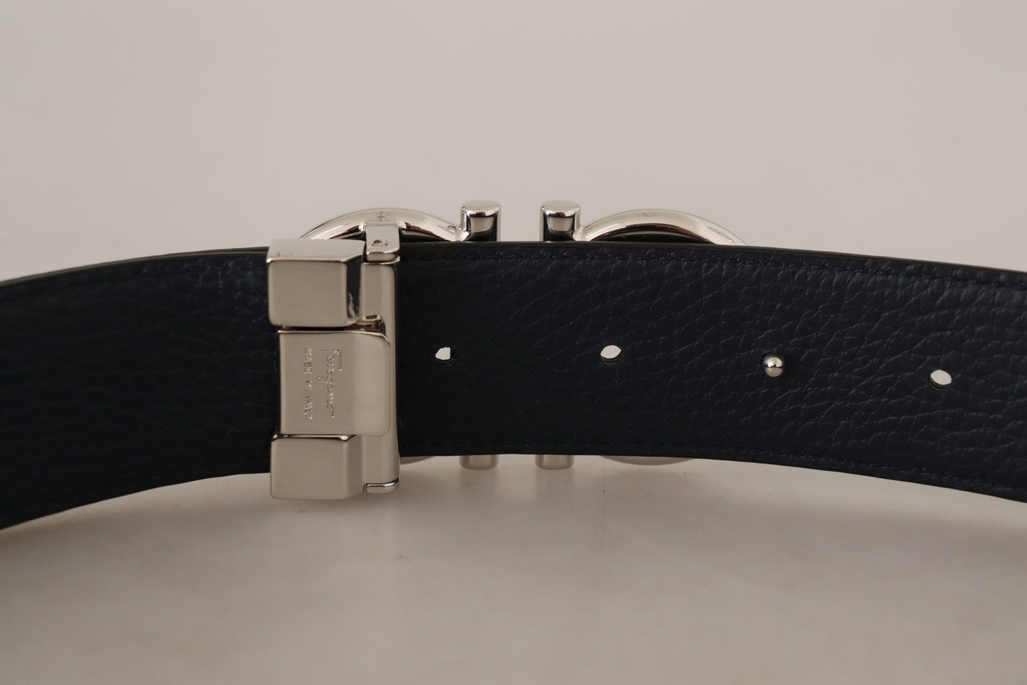 Schwarzer und blauer Kalbsledergürtel mit Wendefunktion