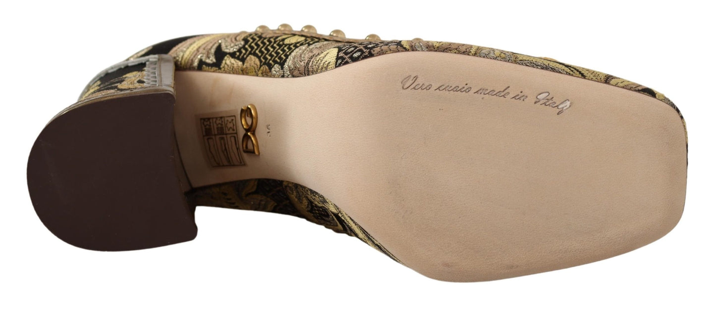 Gold Kristall Quadratische Zehe Brokat Pumps Schuhe