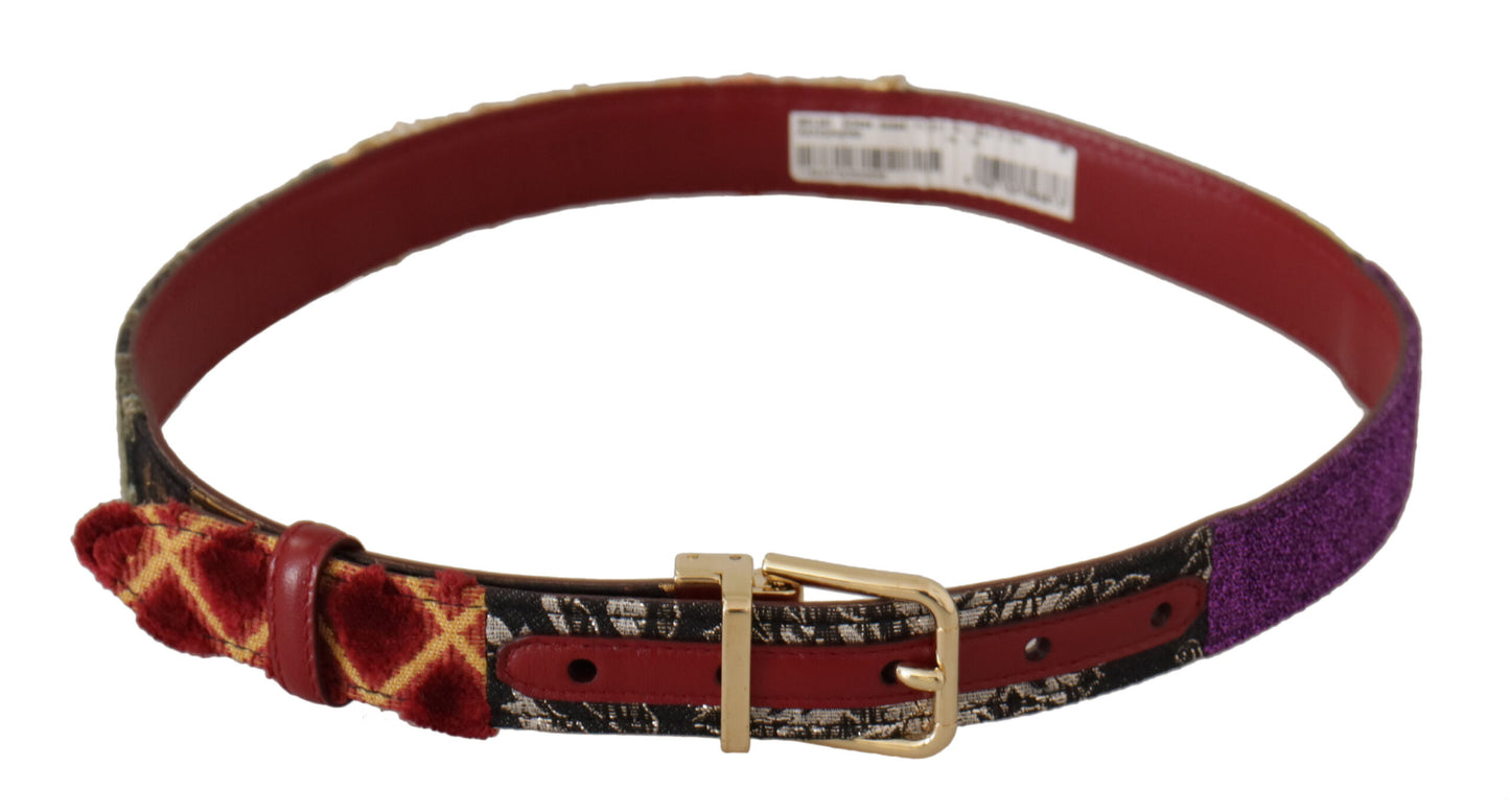 Multicolor Patchwork Ledergürtel mit goldener Metallschnalle