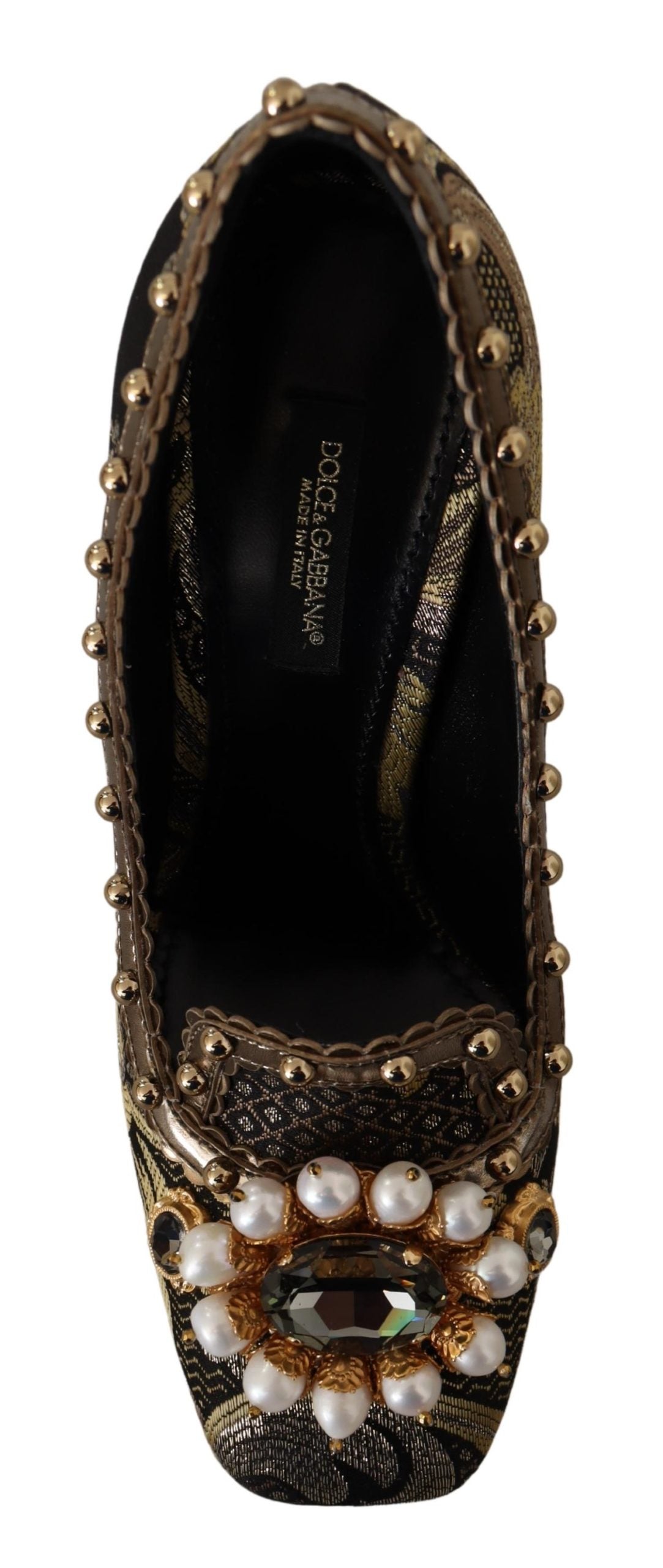 Gold Kristall Quadratische Zehe Brokat Pumps Schuhe