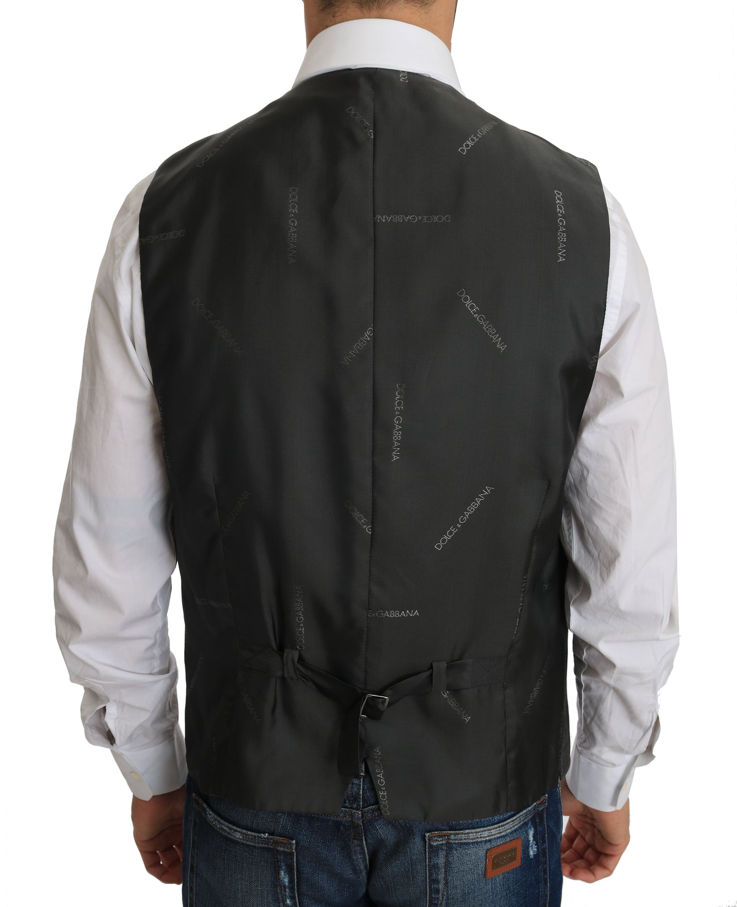 Graue Wolle STAFF Karierte Stretch-Weste