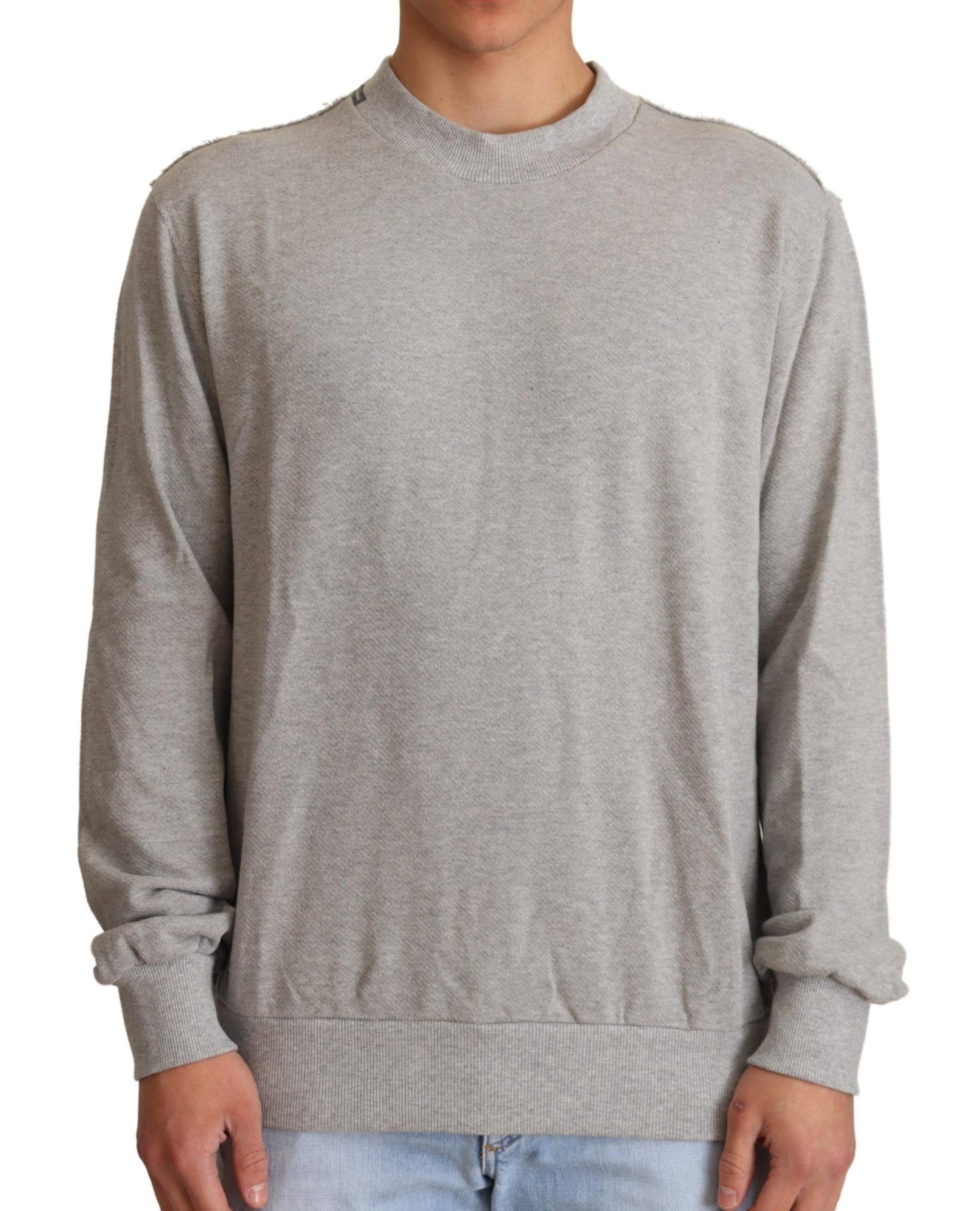 Grauer Pullover aus Baumwolle mit Rundhalsausschnitt