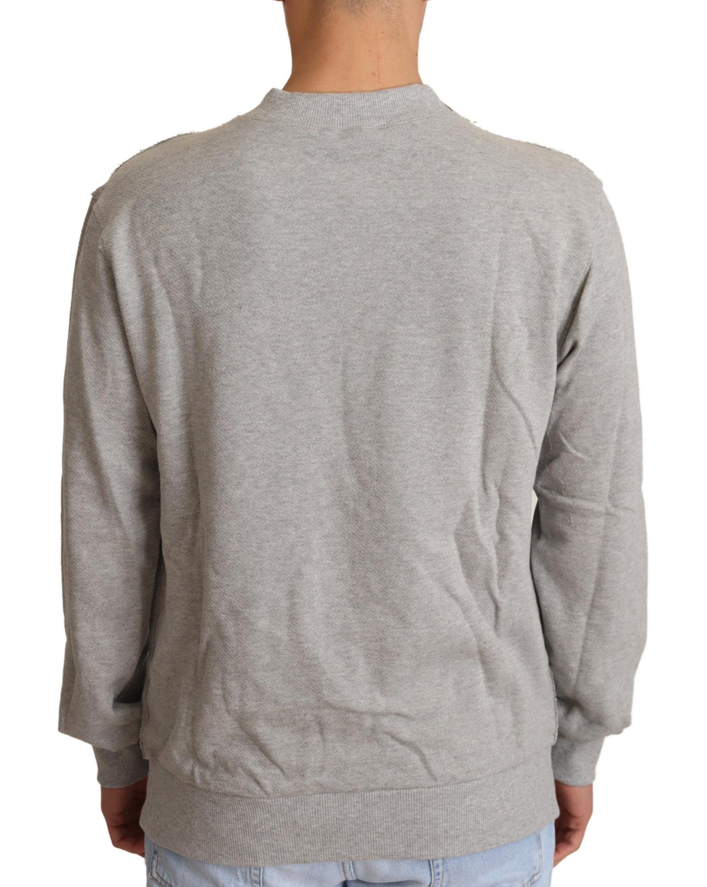Grauer Pullover aus Baumwolle mit Rundhalsausschnitt
