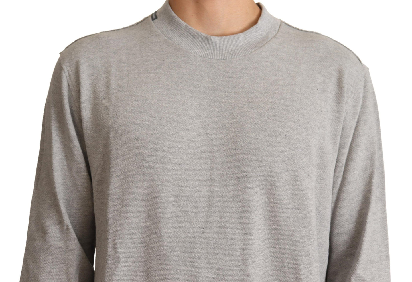 Grauer Pullover aus Baumwolle mit Rundhalsausschnitt
