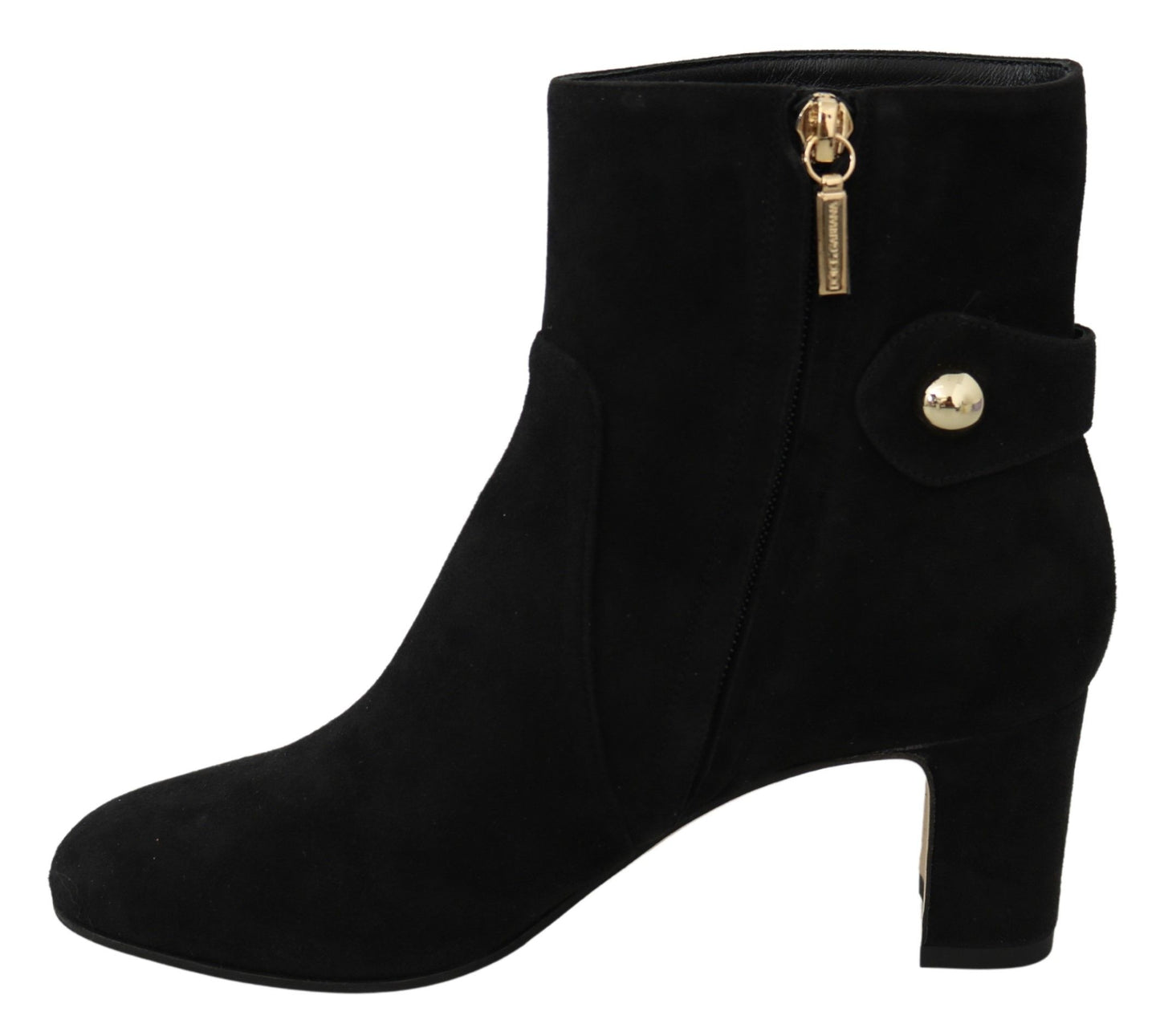 Schwarze Wildleder Mid Calf Stiefel Zipper Schuhe