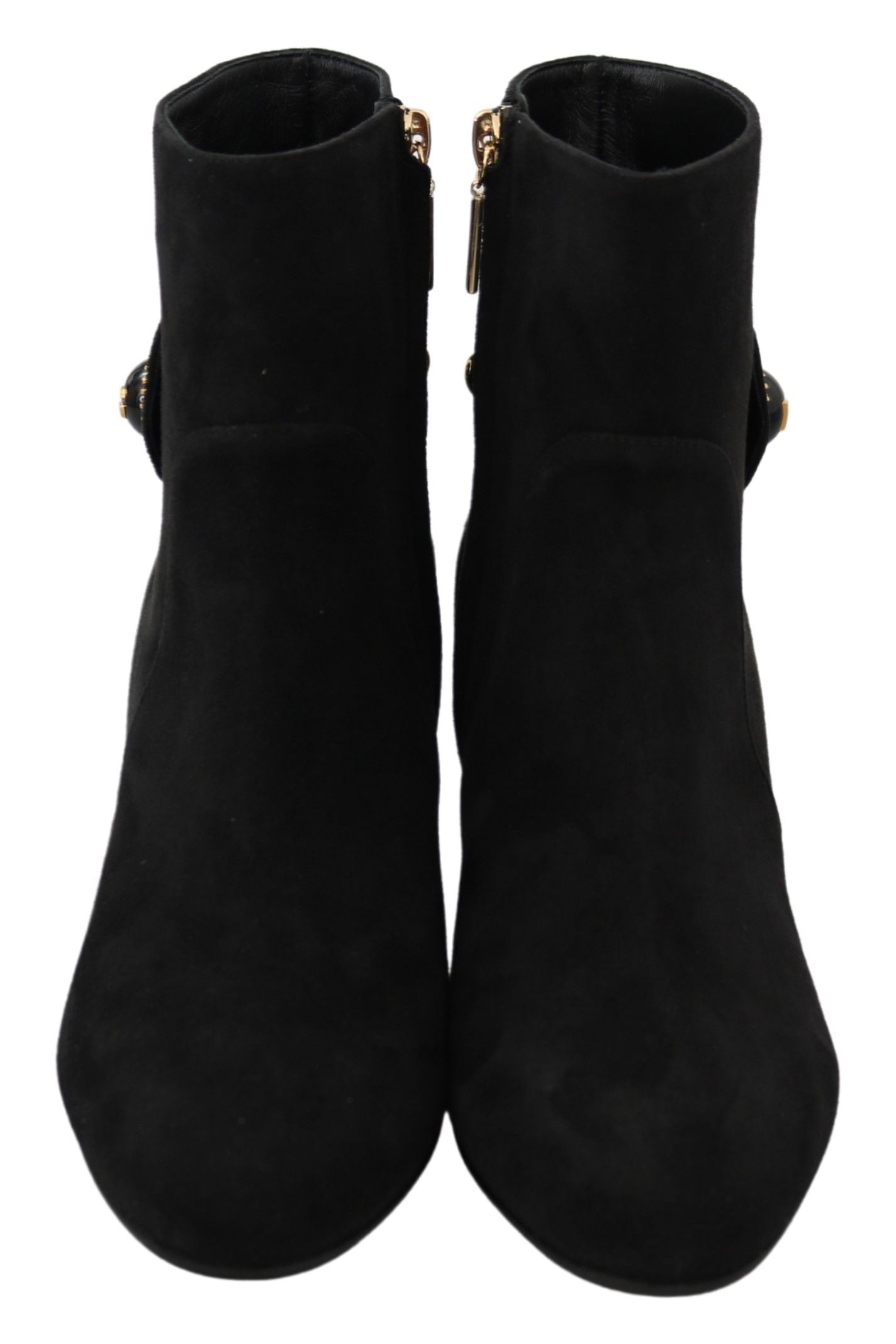 Schwarze Wildleder Mid Calf Stiefel Zipper Schuhe