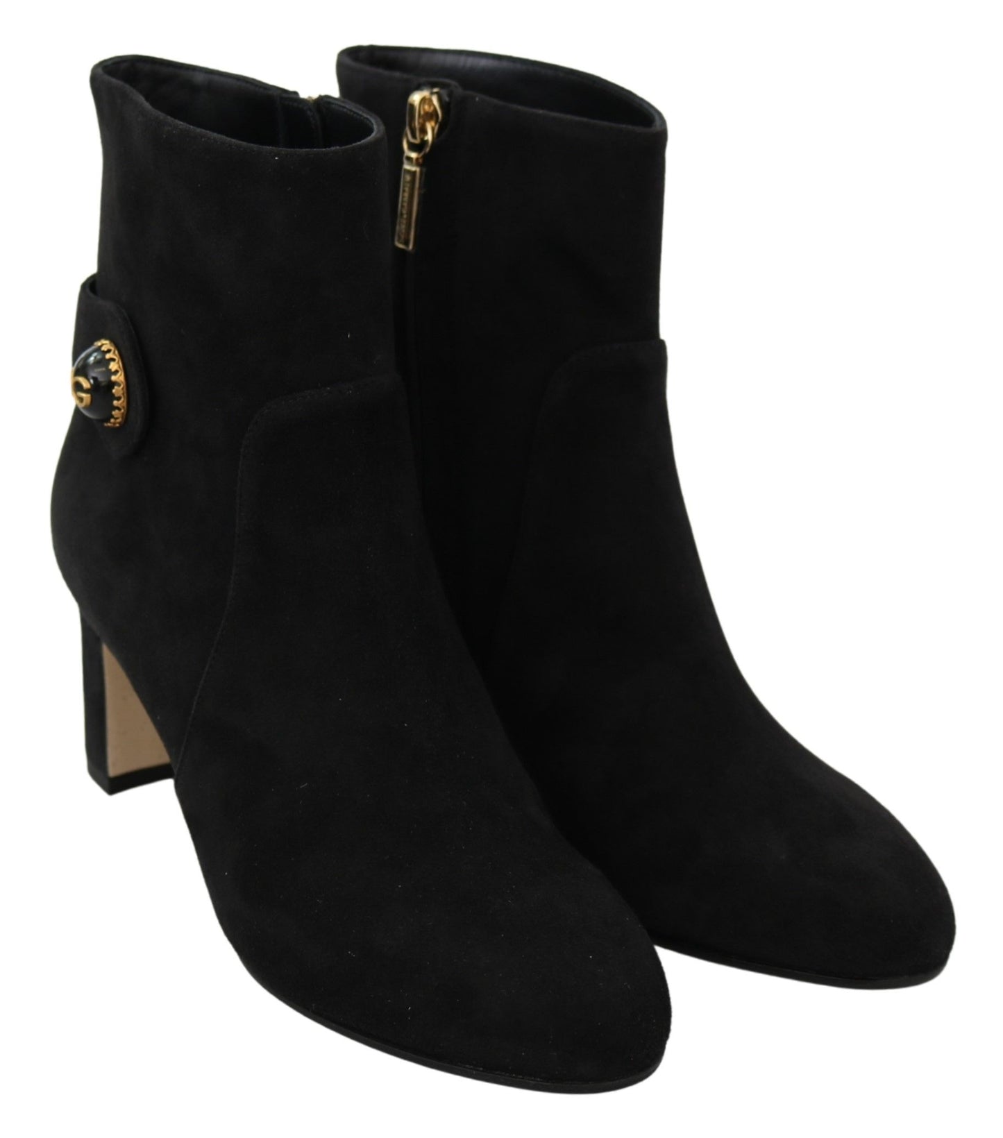 Schwarze Wildleder Mid Calf Stiefel Zipper Schuhe