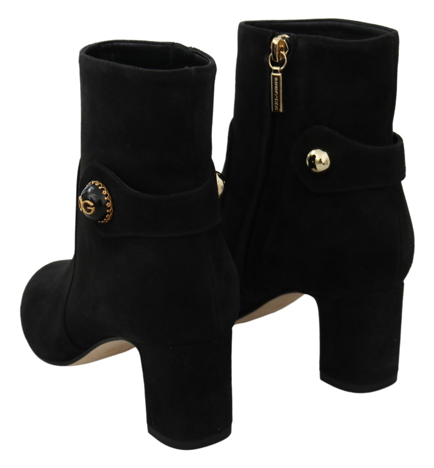 Schwarze Wildleder Mid Calf Stiefel Zipper Schuhe
