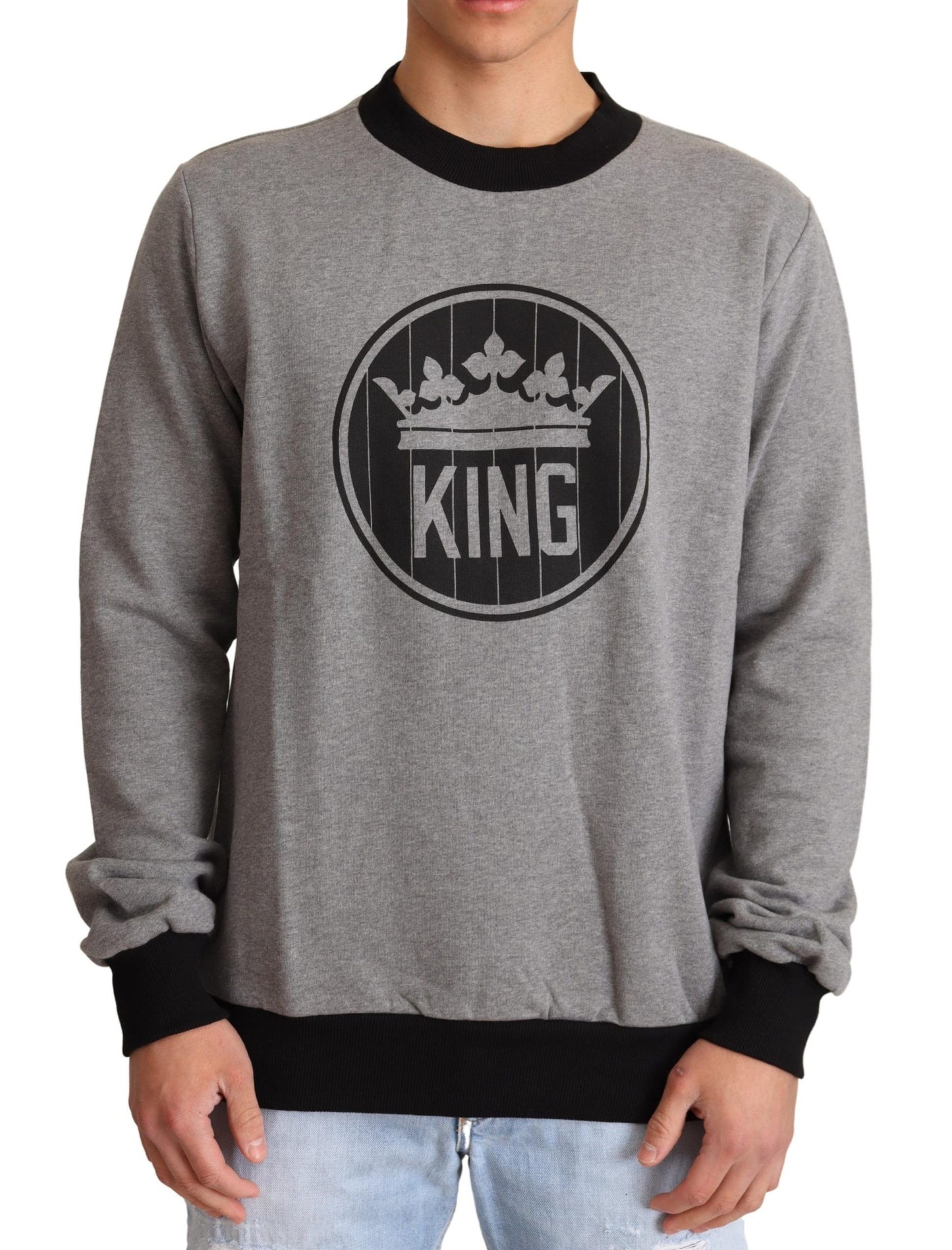 Grauer Crown King Pullover aus Baumwolle