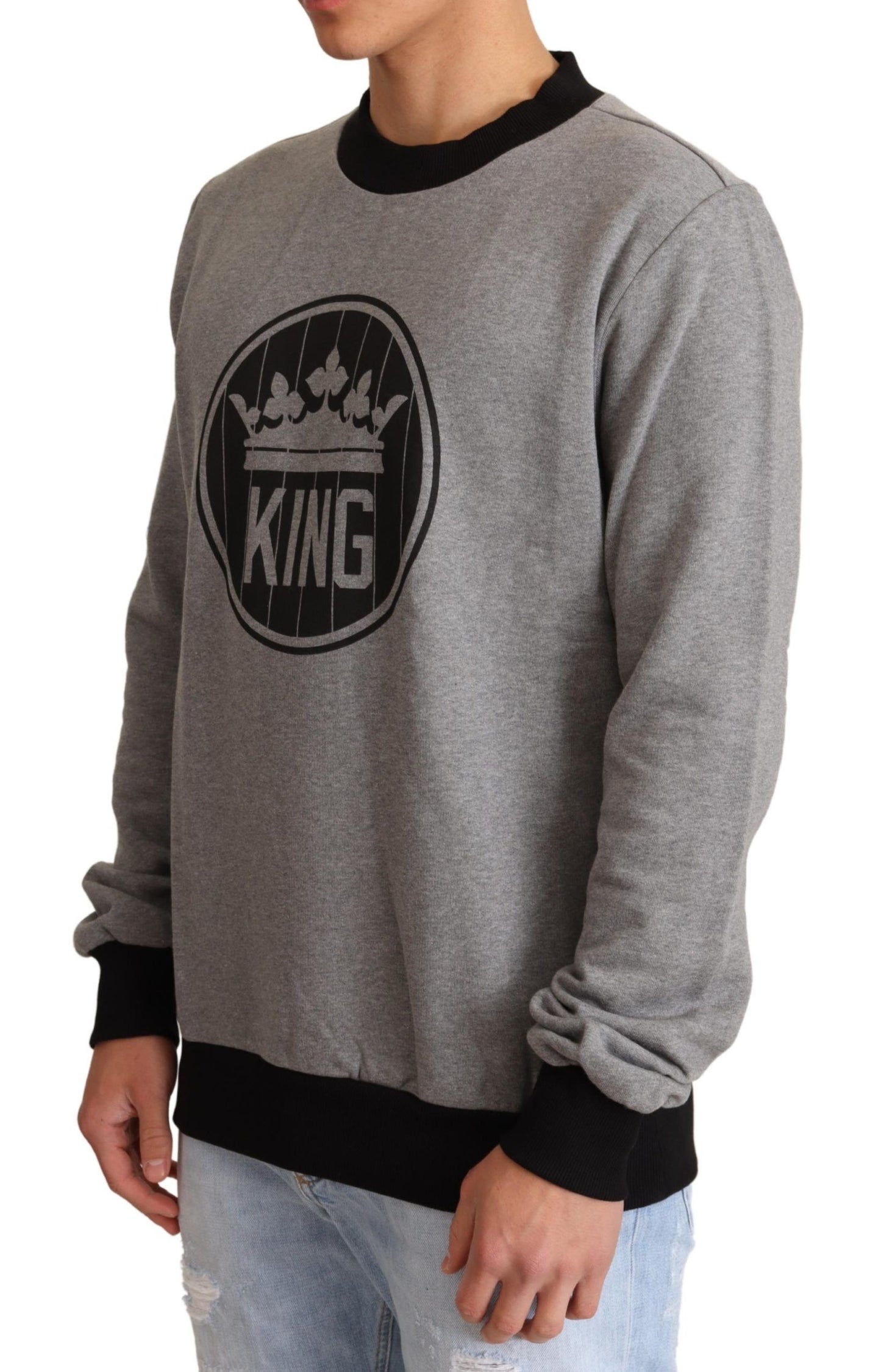 Grauer Crown King Pullover aus Baumwolle