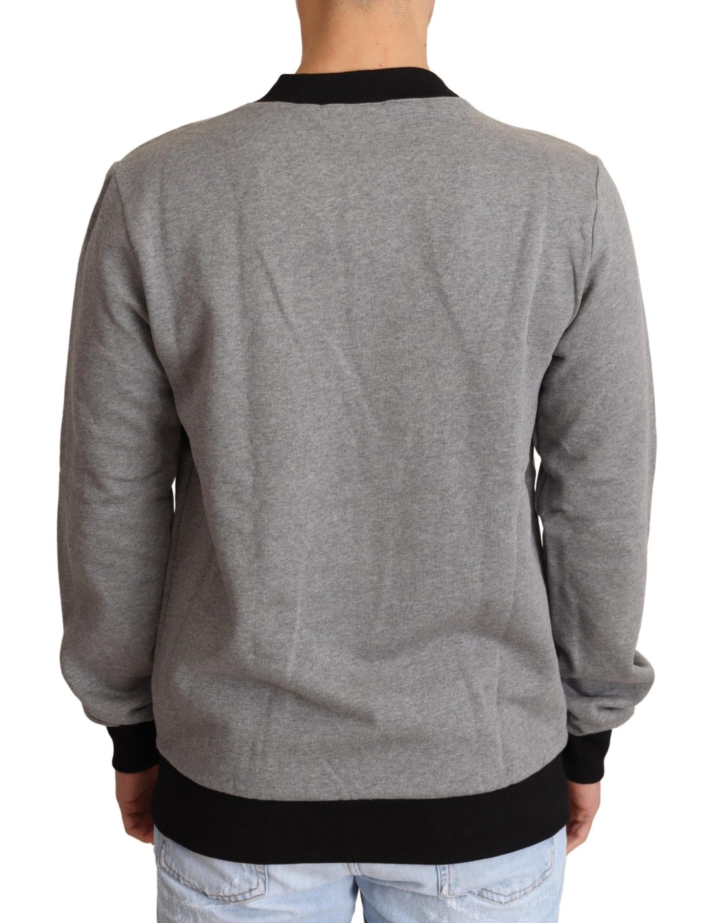 Grauer Crown King Pullover aus Baumwolle