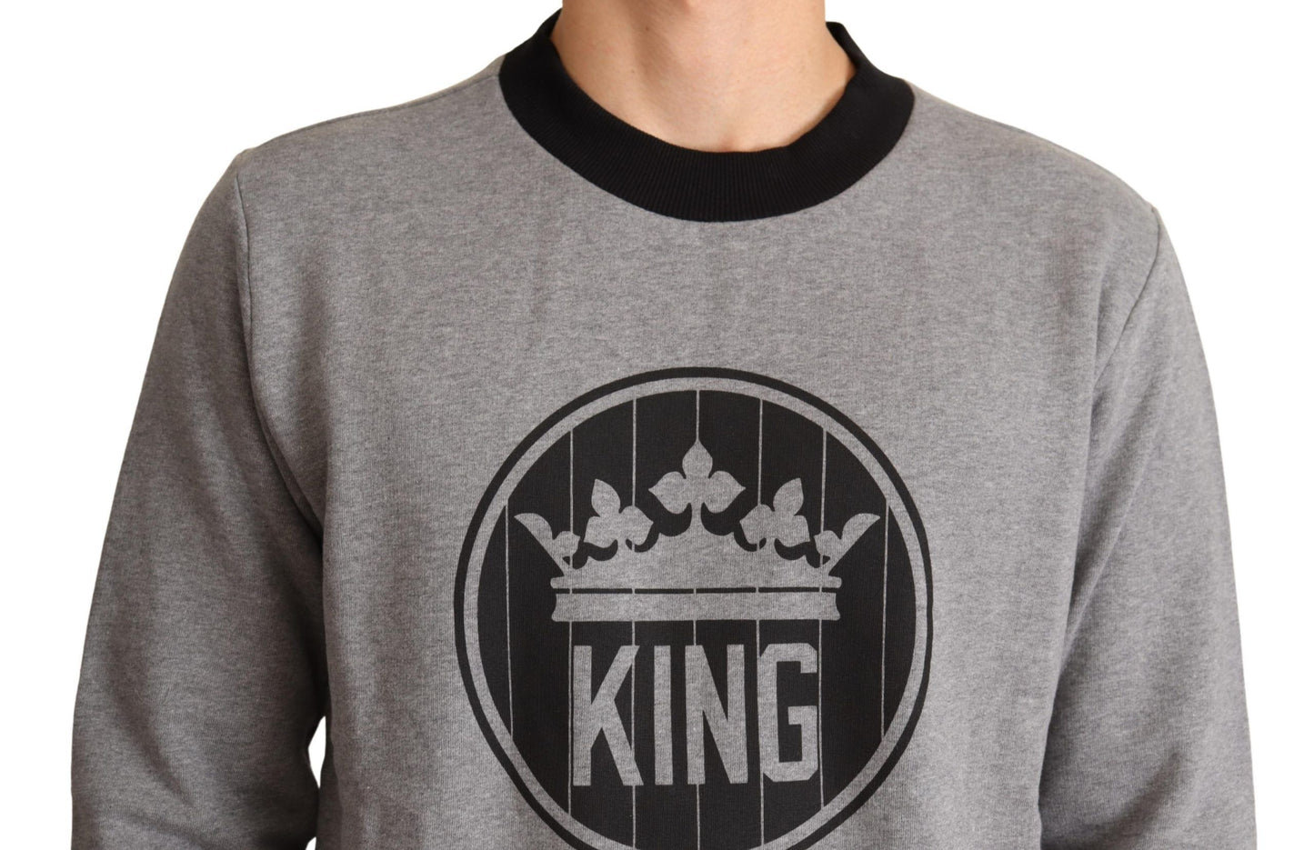 Grauer Crown King Pullover aus Baumwolle