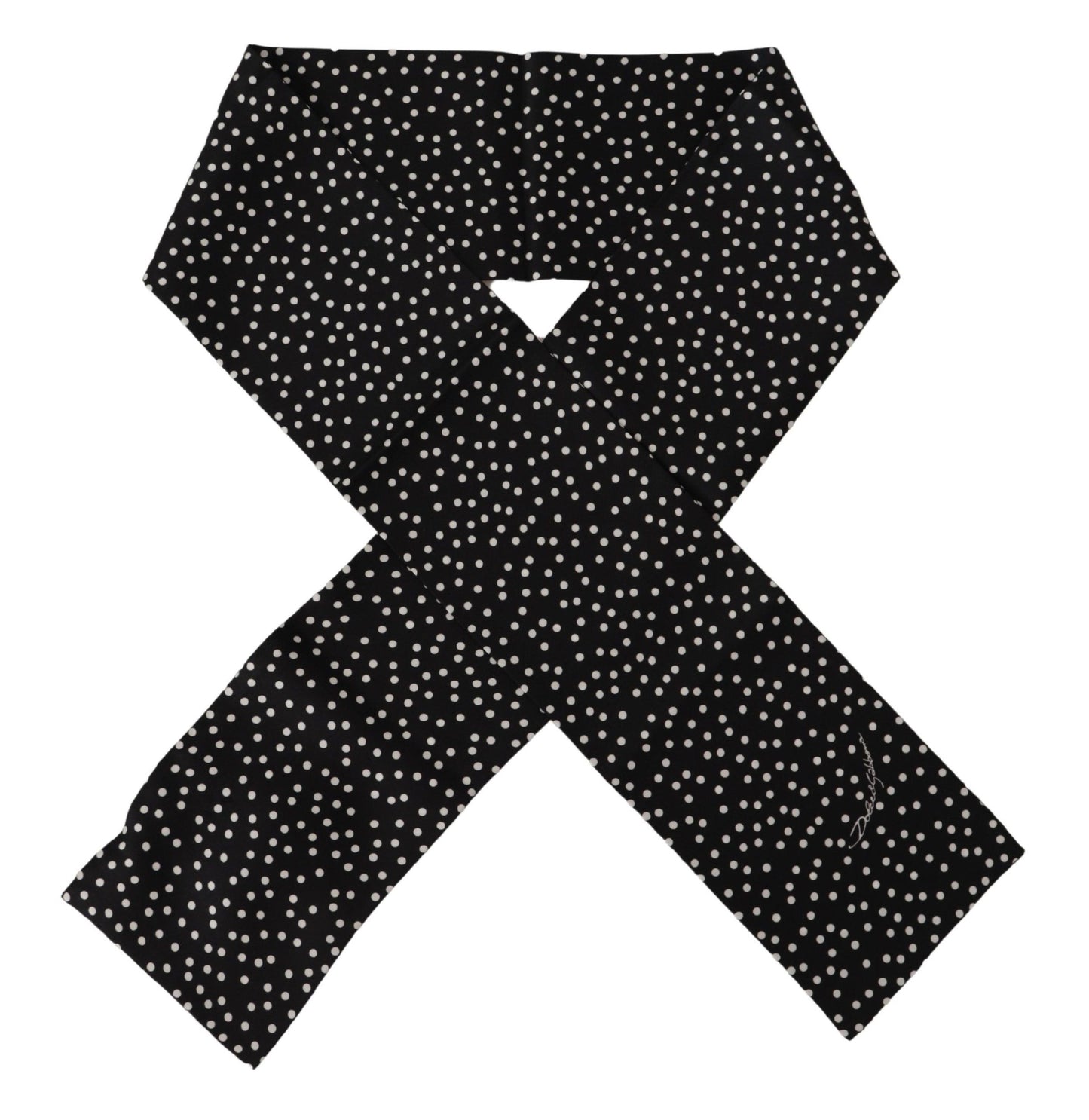 Schwarzer Seidenschal DG Print Polka Dots Wickelschal Halstuch