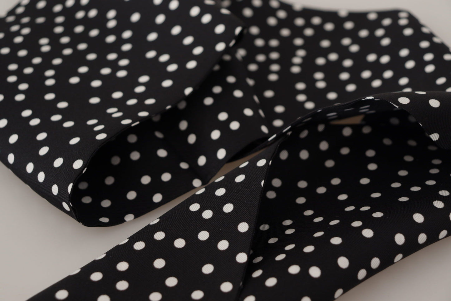 Schwarzer Seidenschal DG Print Polka Dots Wickelschal Halstuch