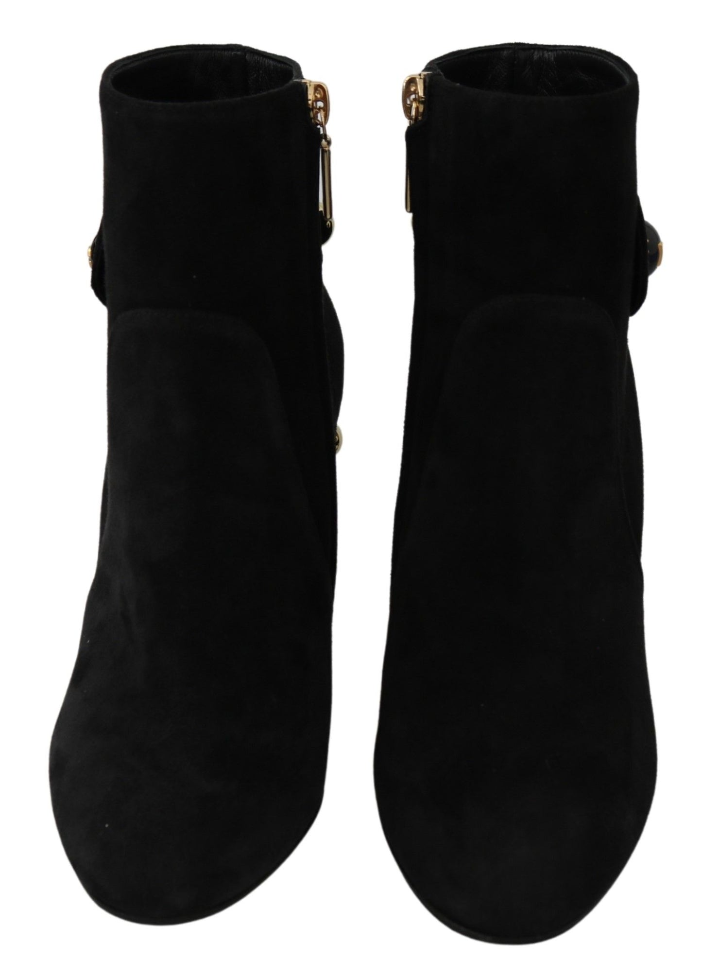 Schwarze Wildlederstiefel Kurzer Reißverschluss Schuhe