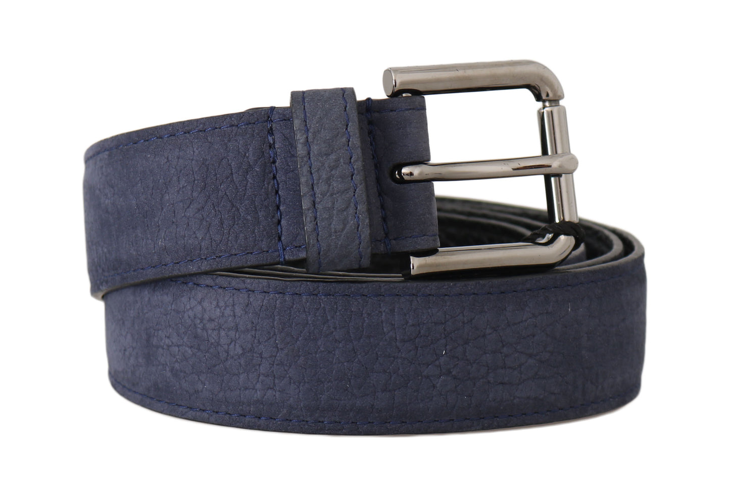 Blaues Hirschleder Silberne Logoschnalle Gürtel