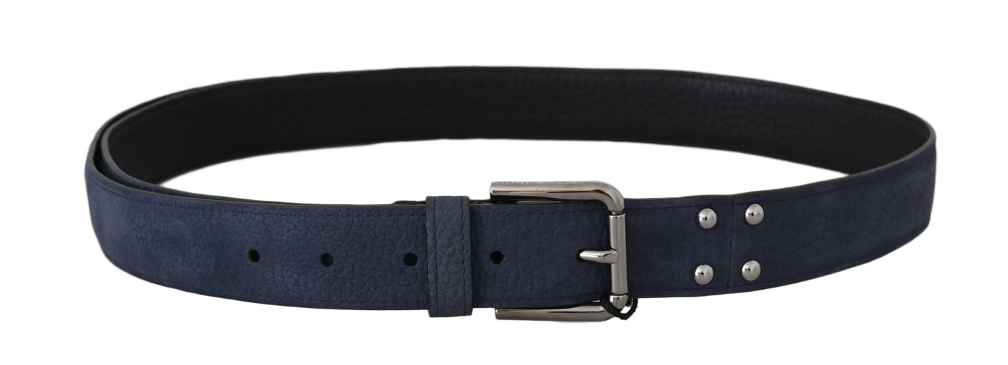 Blaues Hirschleder Silberne Logoschnalle Gürtel