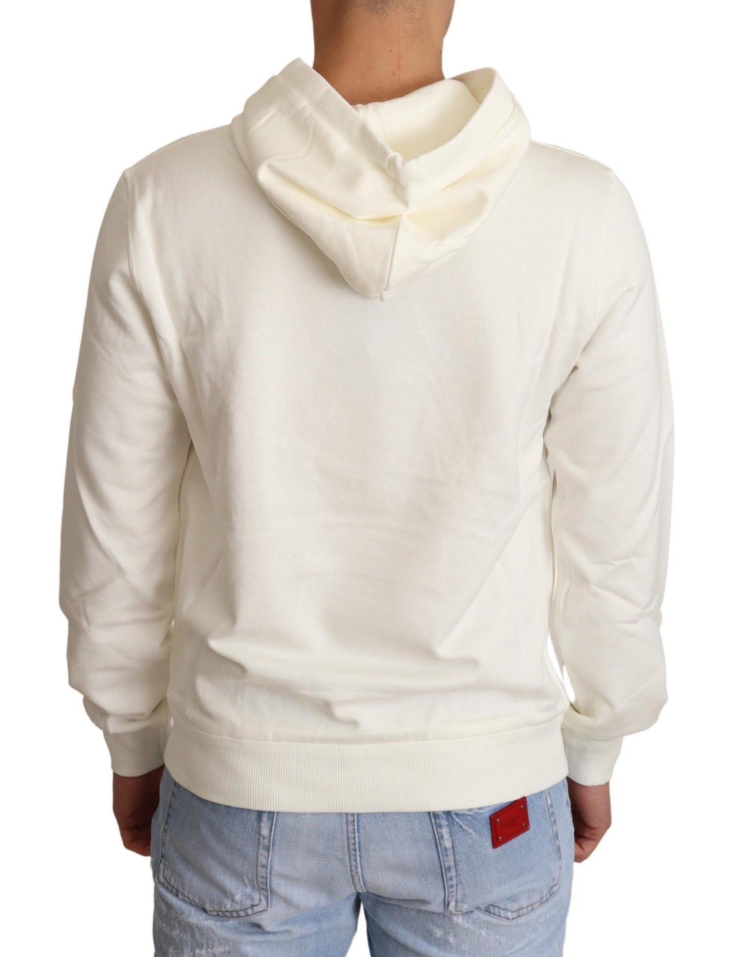 Weißer King Ceasar Baumwollpullover mit Kapuze